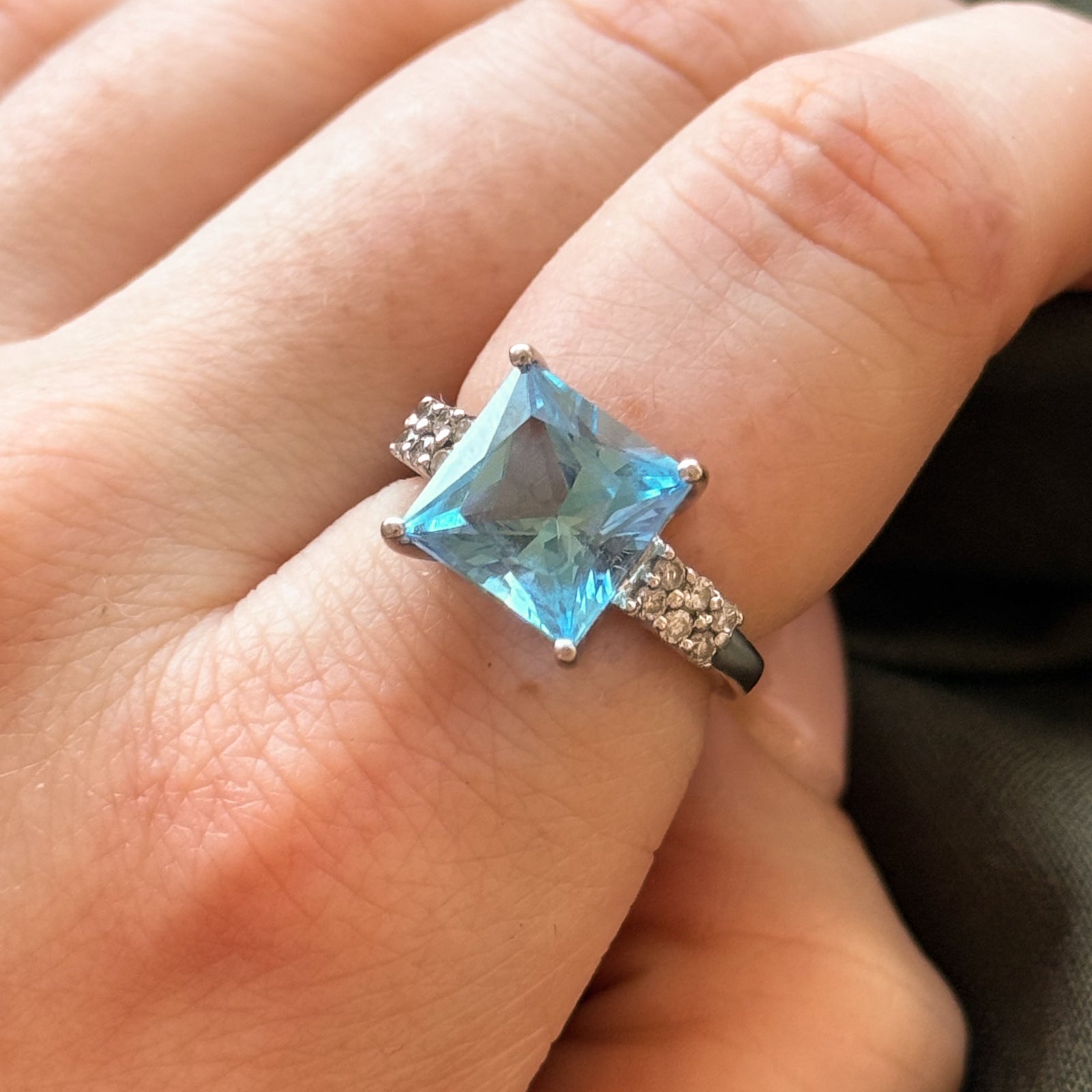 Blue Topaz & Diamond Cocktail Ring | 6.00ct, 0.24ctw | SZ 6 |