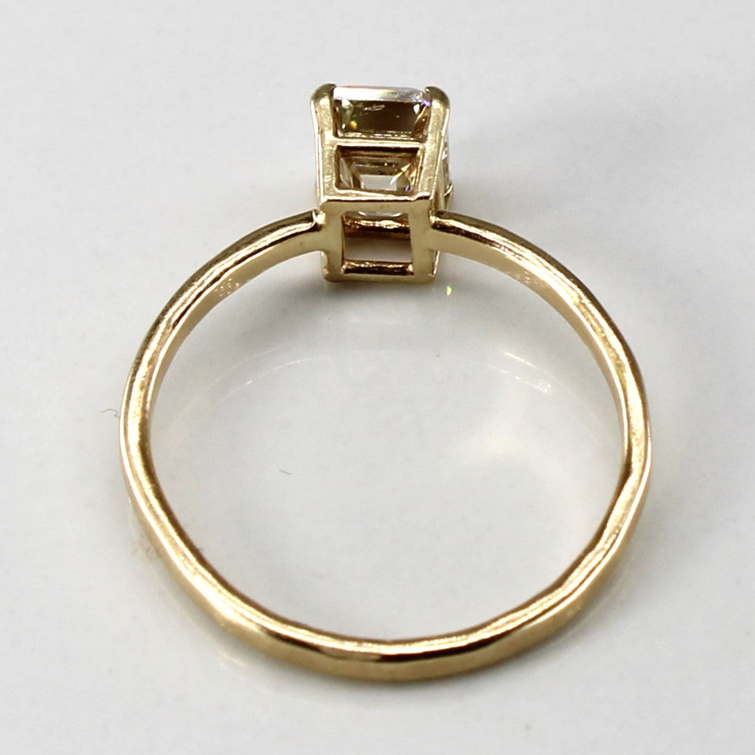 Solitaire Emerald Diamond Ring | 1.00ct VS1 Light Champagne | SZ 6 |