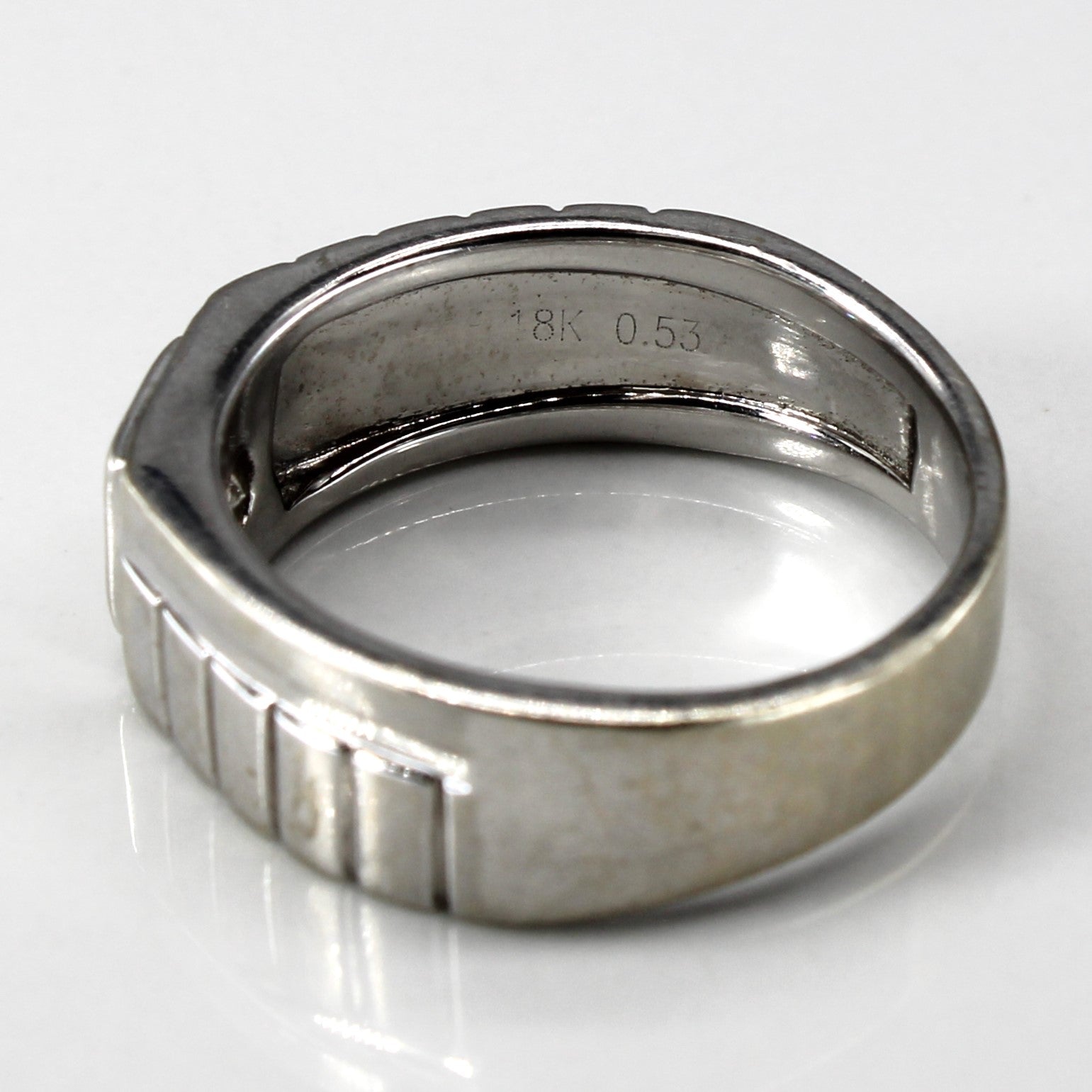 Bezel Diamond Textured White Gold Ring | 0.53ct VS1/VS2 H/I | SZ 10.25 |