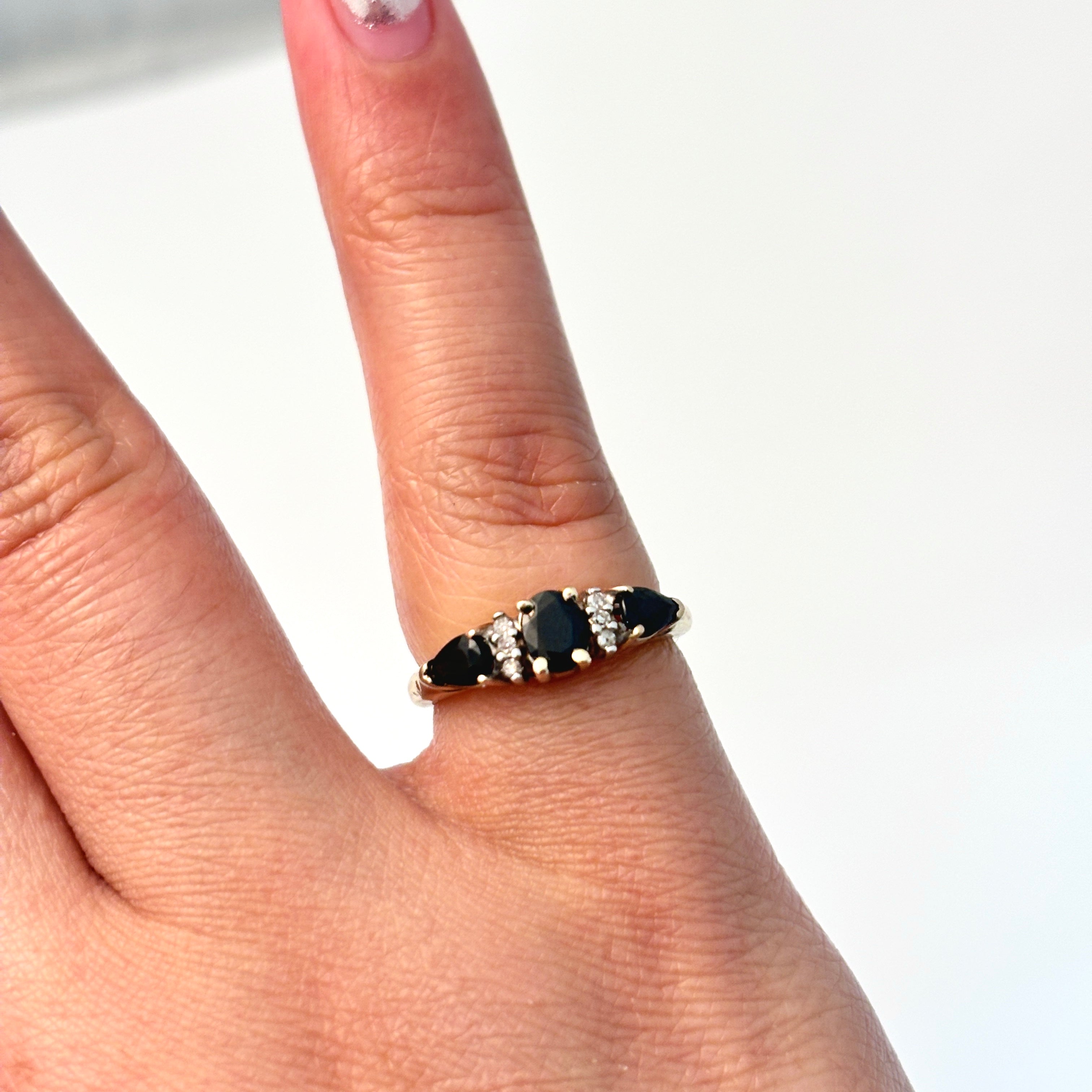 10k Yellow Gold Sapphire and Diamond Ring | 0.29ctw, 0.06ctw | SZ 4.5