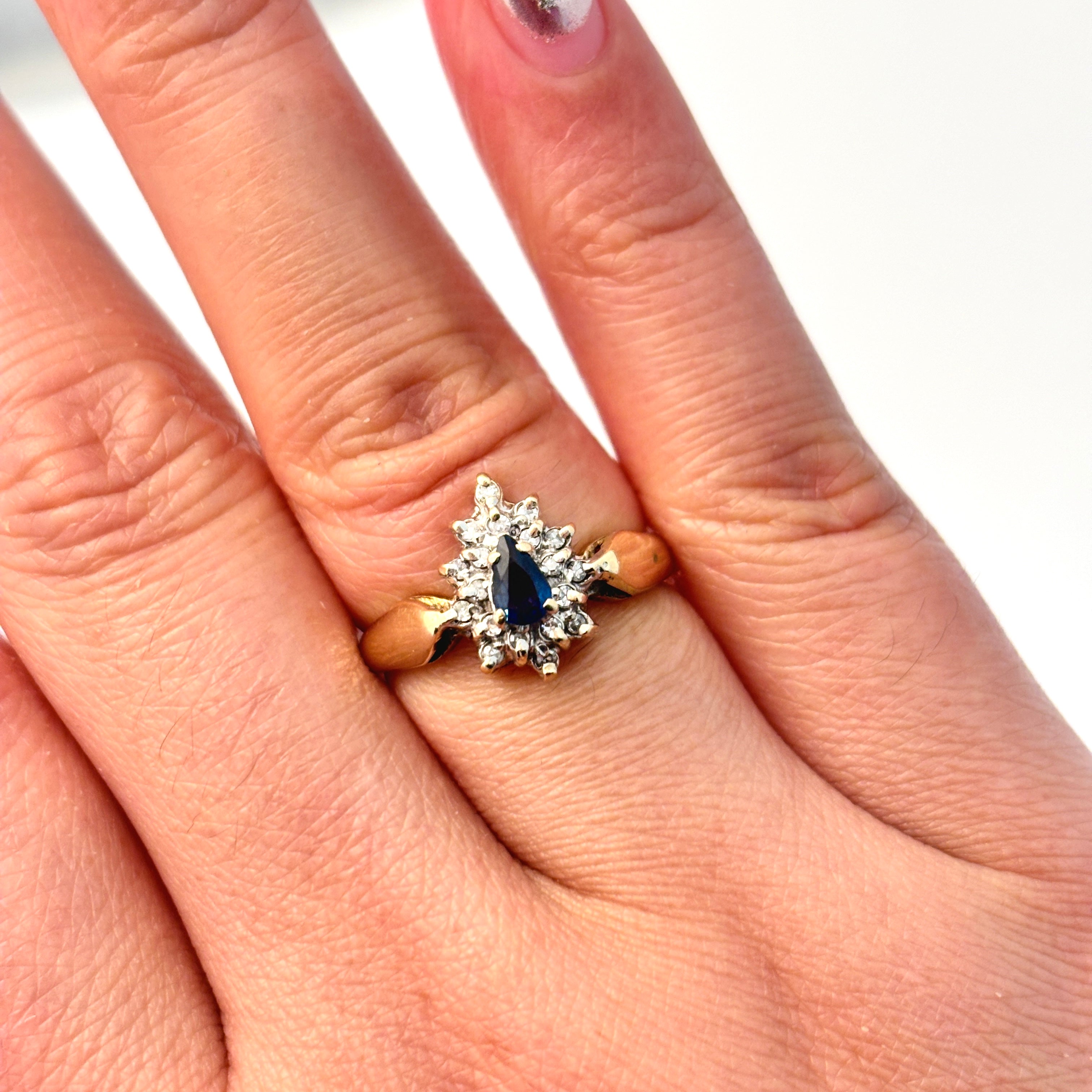 10k Yellow Gold Sapphire and Diamond Ring | 0.185ct, 0.095ctw | SZ 5.75