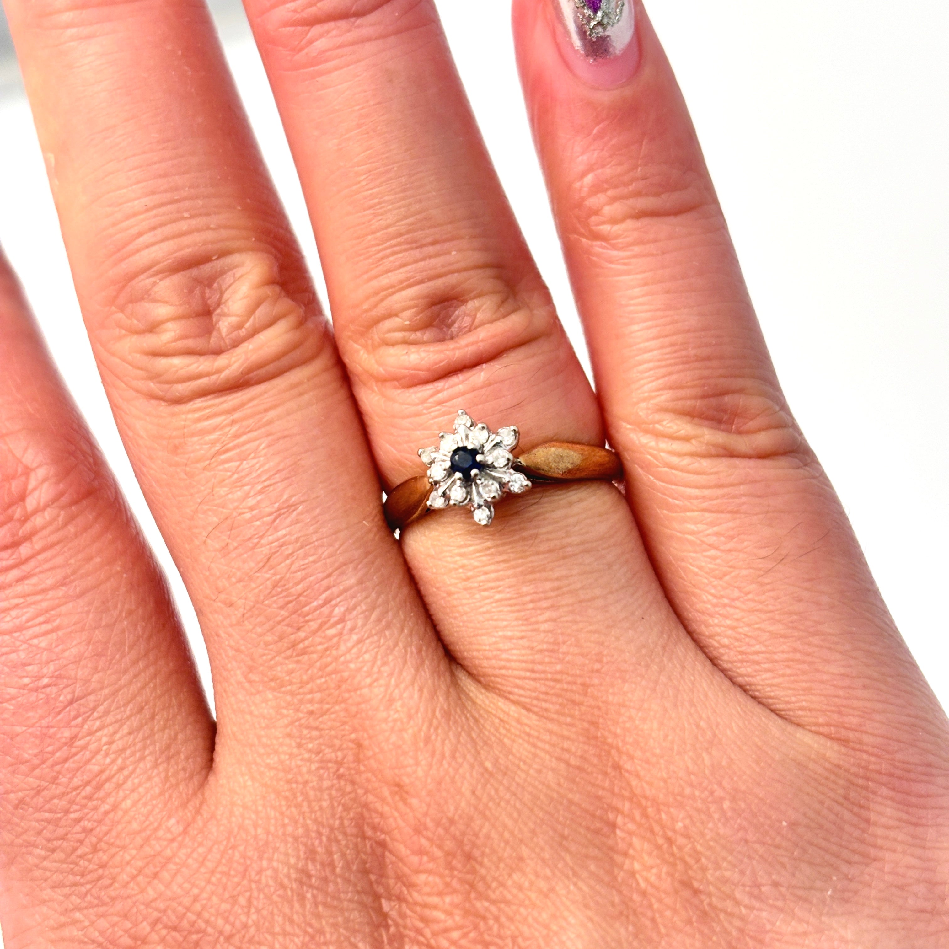 10k Yellow Gold Sapphire and Diamond Ring | 0.09ct, 0.12ctw | SZ 6
