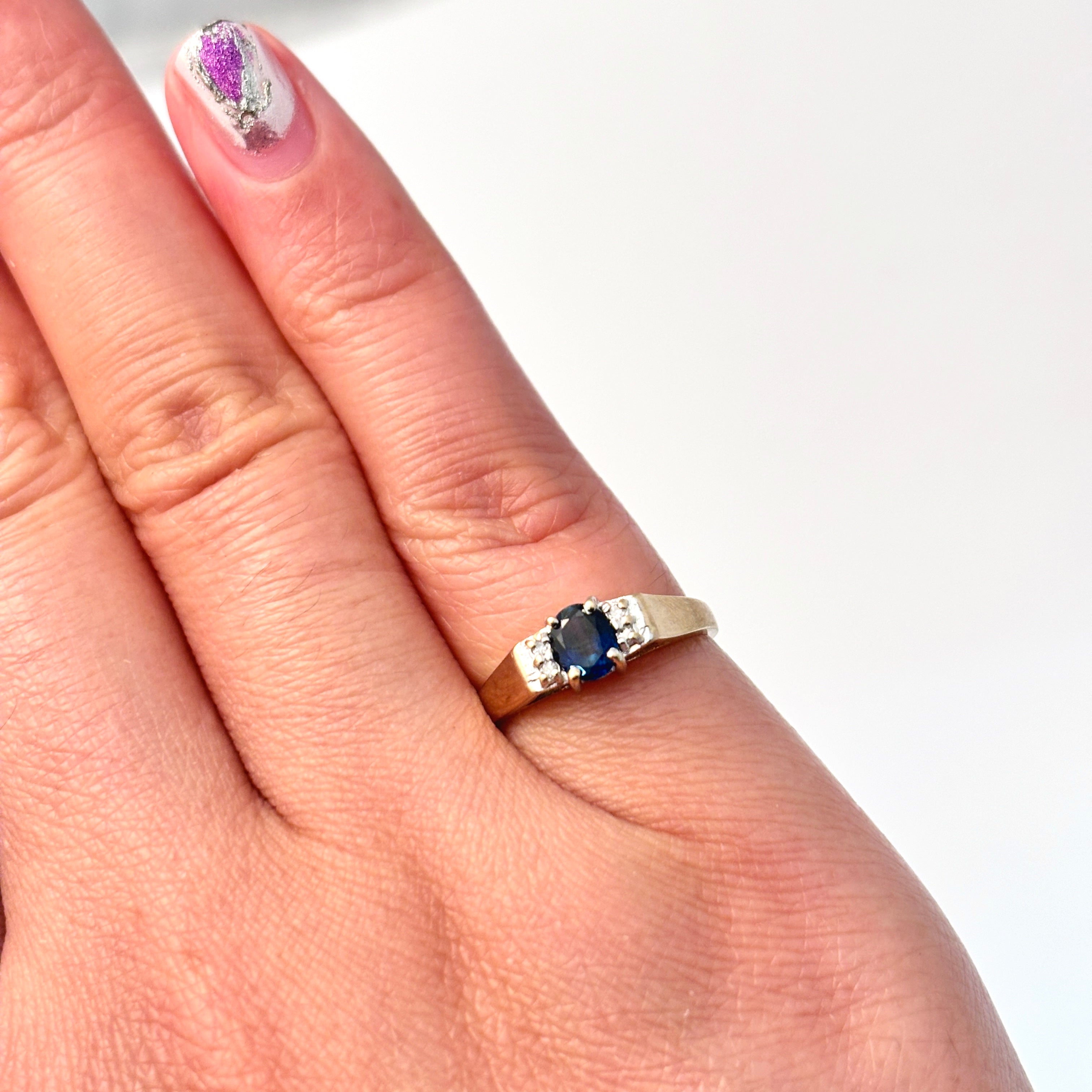 10k Yellow Gold Sapphire and Diamond Ring | 0.40ct, 0.02ctw | SZ 4.75
