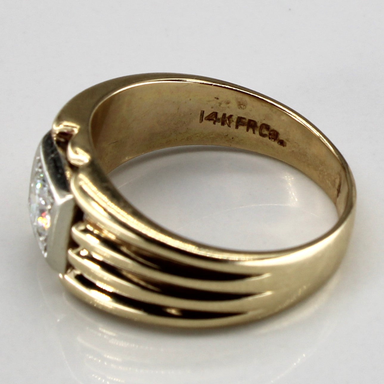 Bague solitaire en or texturé avec diamant | 0,60 ct SI2 H/I | Taille 10,75 |