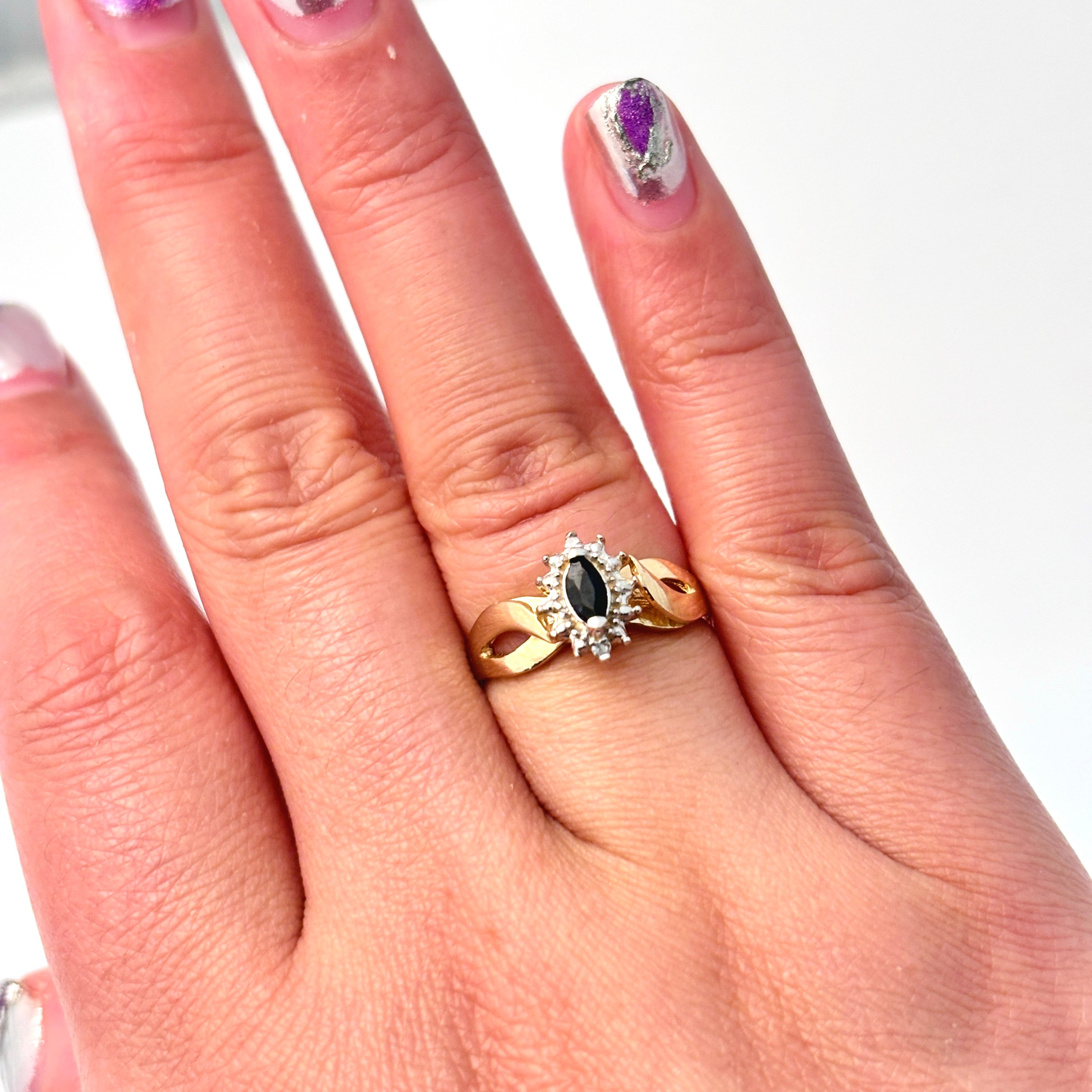10k Yellow Gold Sapphire and Diamond Ring | 0.17ct, 0.01ctw | SZ 6.5