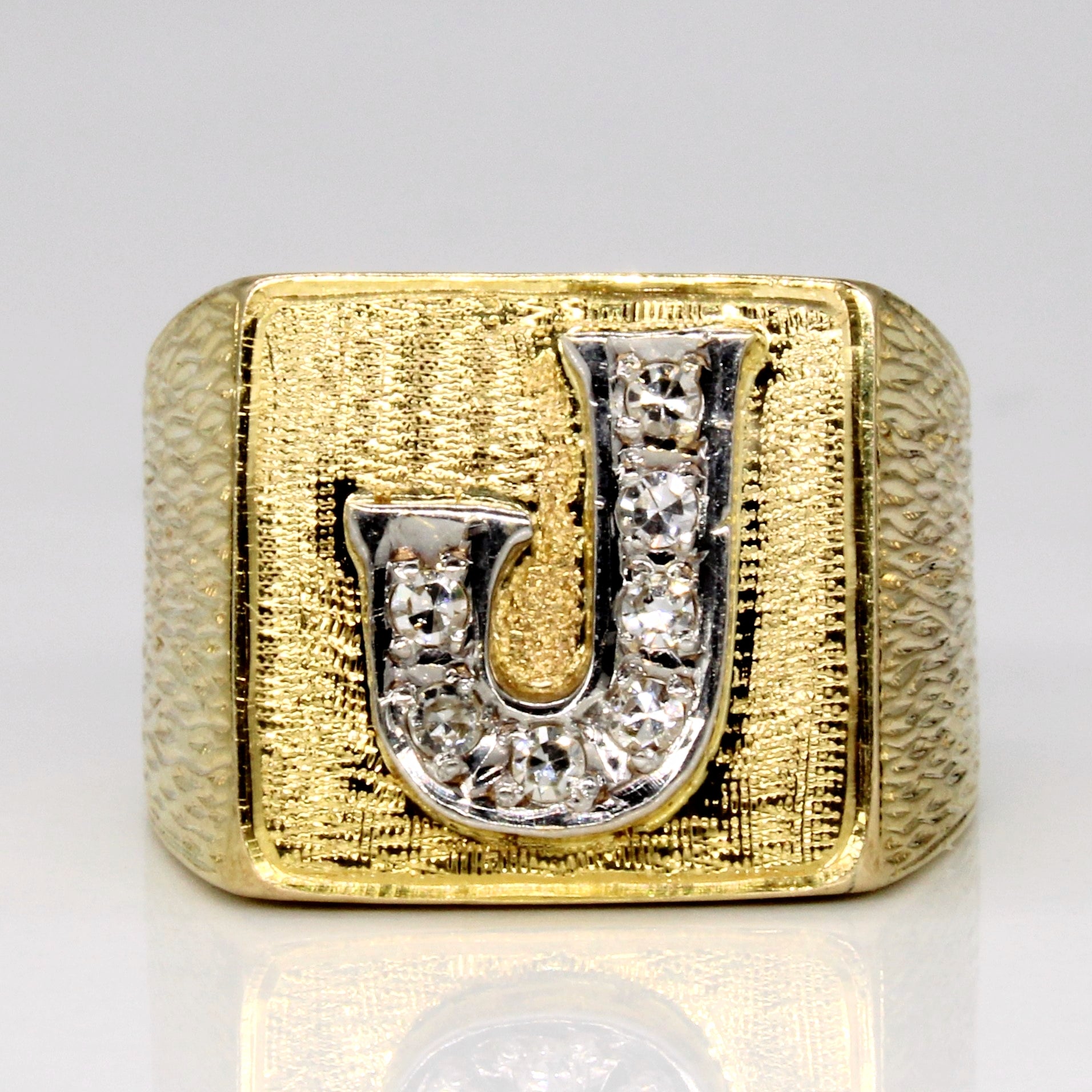 Bague initiale « J » en diamant | 0,14 ct | Taille 7,25 |