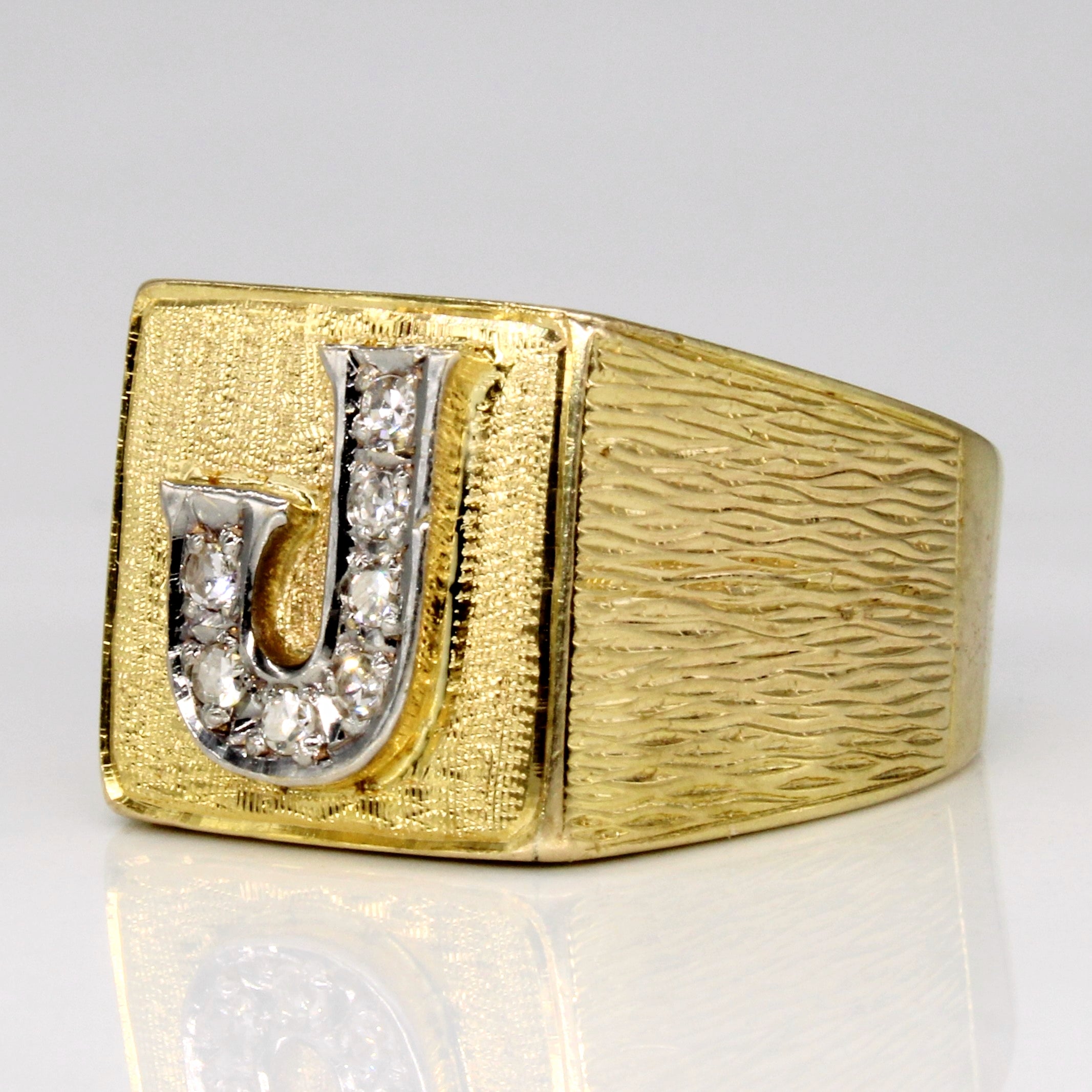 Bague initiale « J » en diamant | 0,14 ct | Taille 7,25 |
