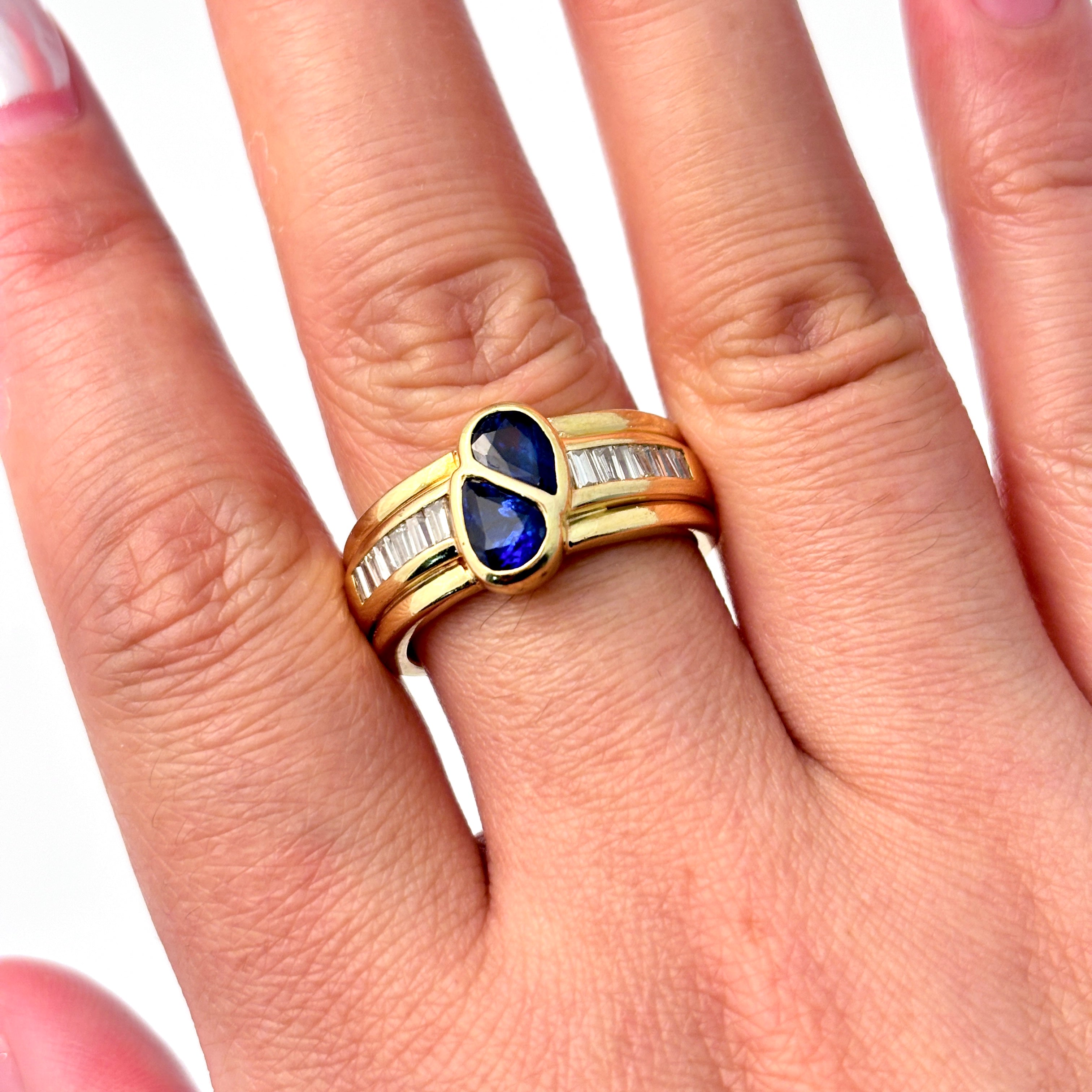 18K Yellow Gold Sapphire and Diamond Ring | 2.08ctw, 0.70ctw | SZ 9