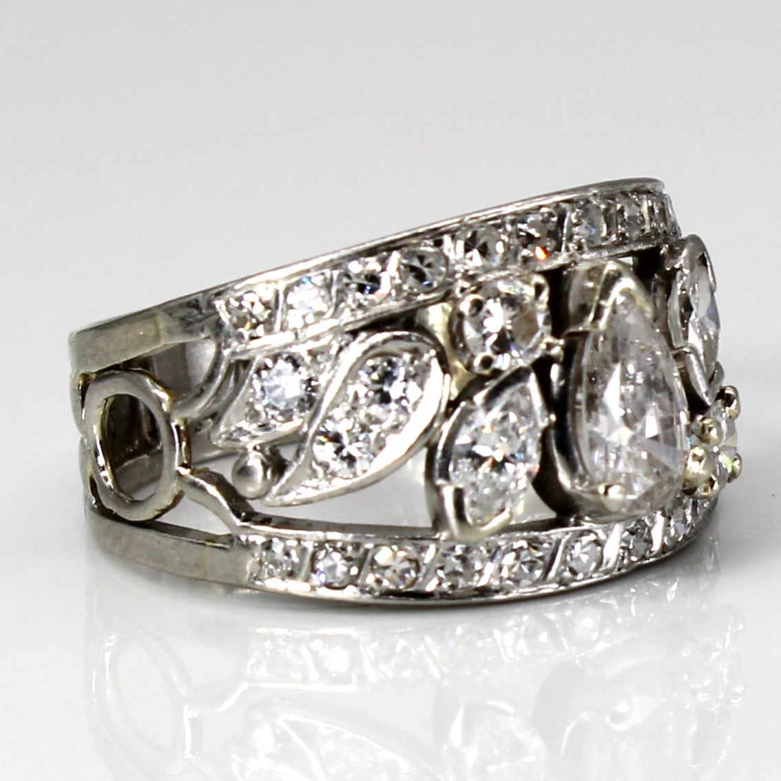 Open Work Multi Diamond Platinum Ring | 1.53ctw | SZ 6.5 |