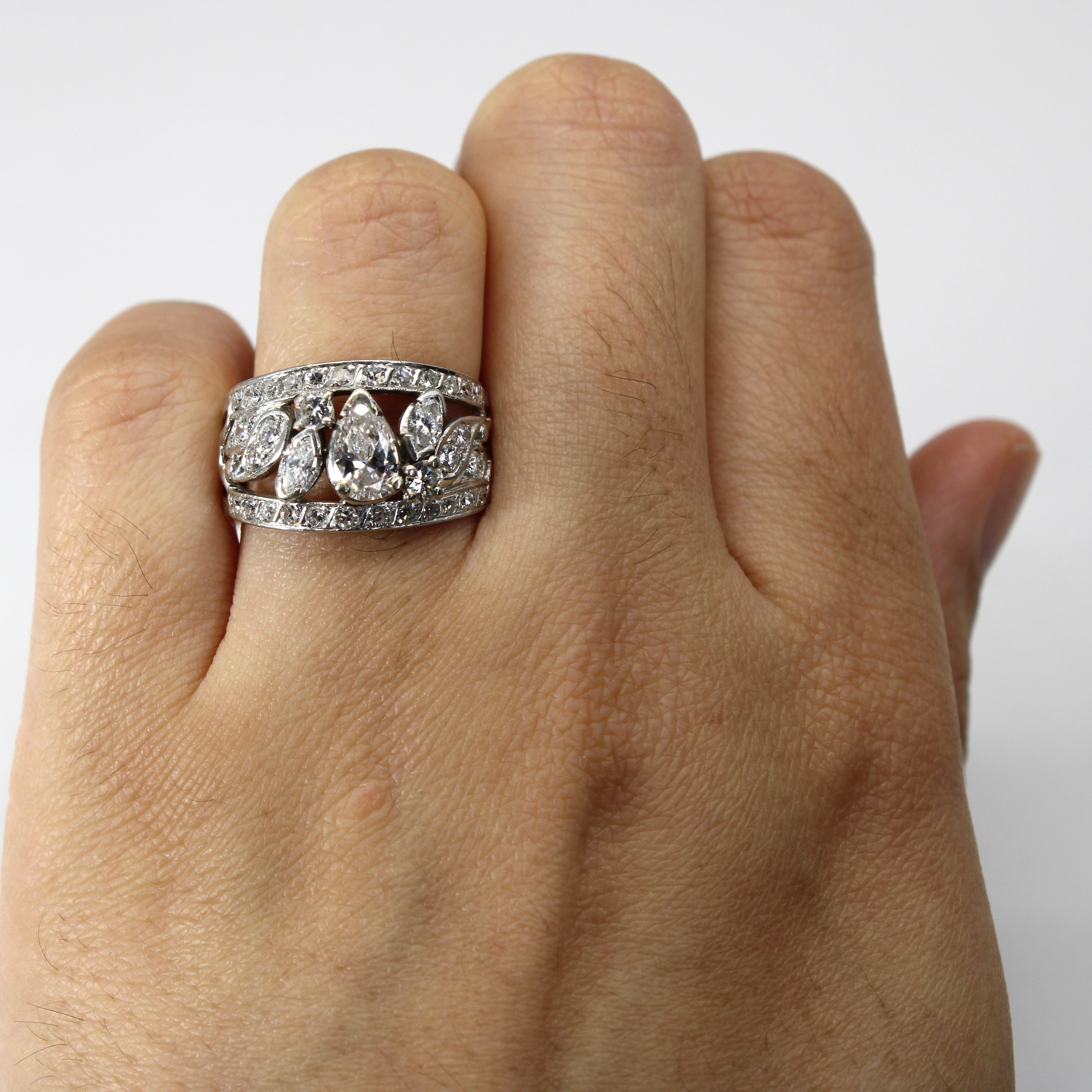 Open Work Multi Diamond Platinum Ring | 1.53ctw | SZ 6.5 |