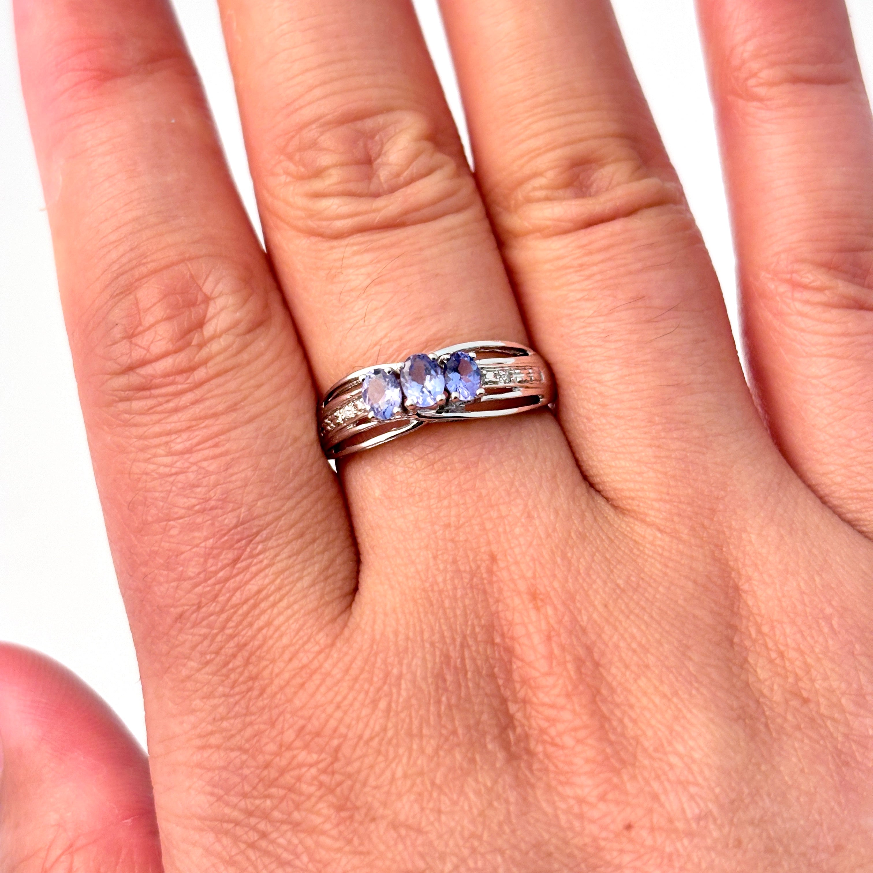 10K White Gold Tanzanite and Diamond Ring | 0.53ctw, 0.01ctw | SZ 7.75