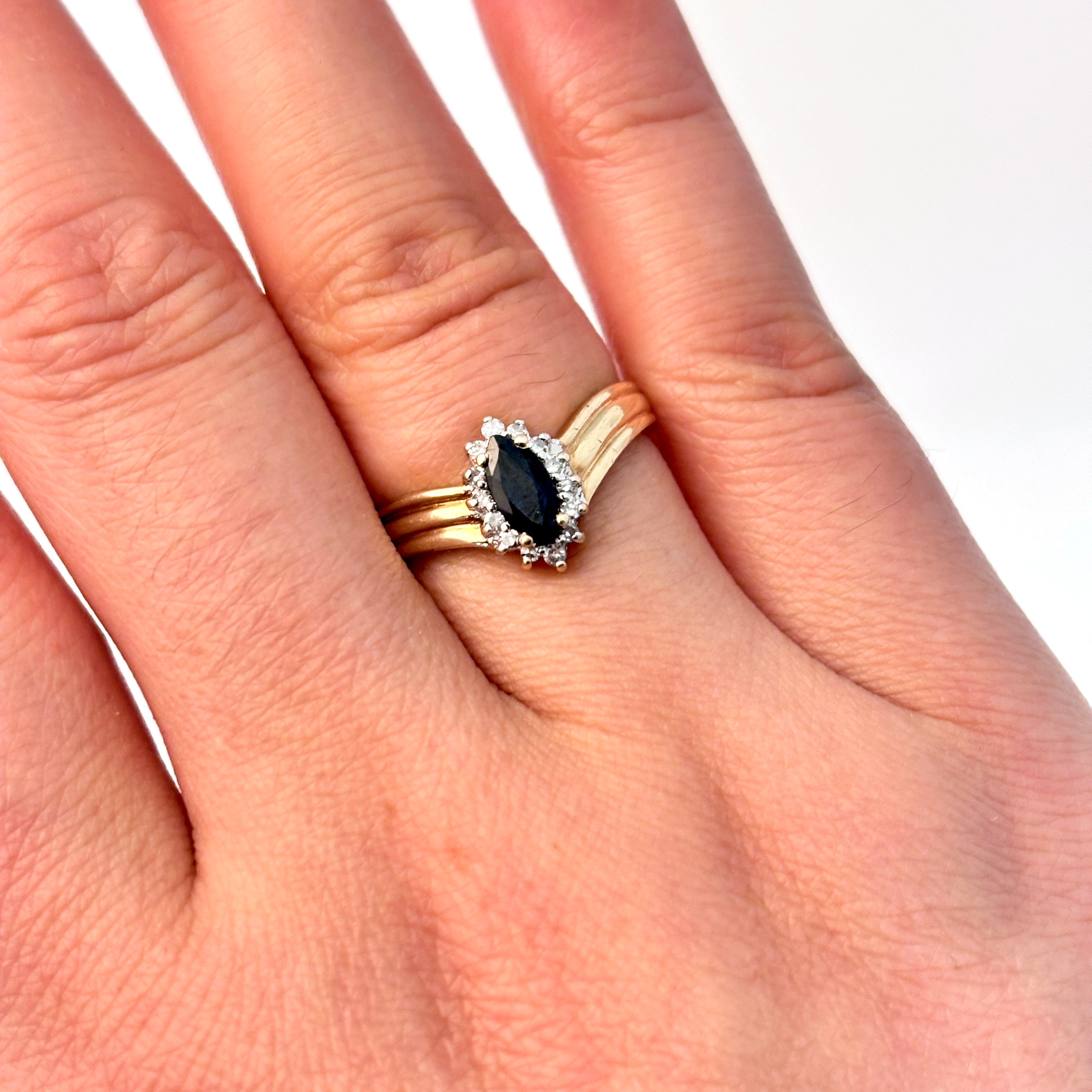 10K Yellow Gold Sapphire and Diamond Ring | 0.35ct, 0.125ctw | SZ 6.5