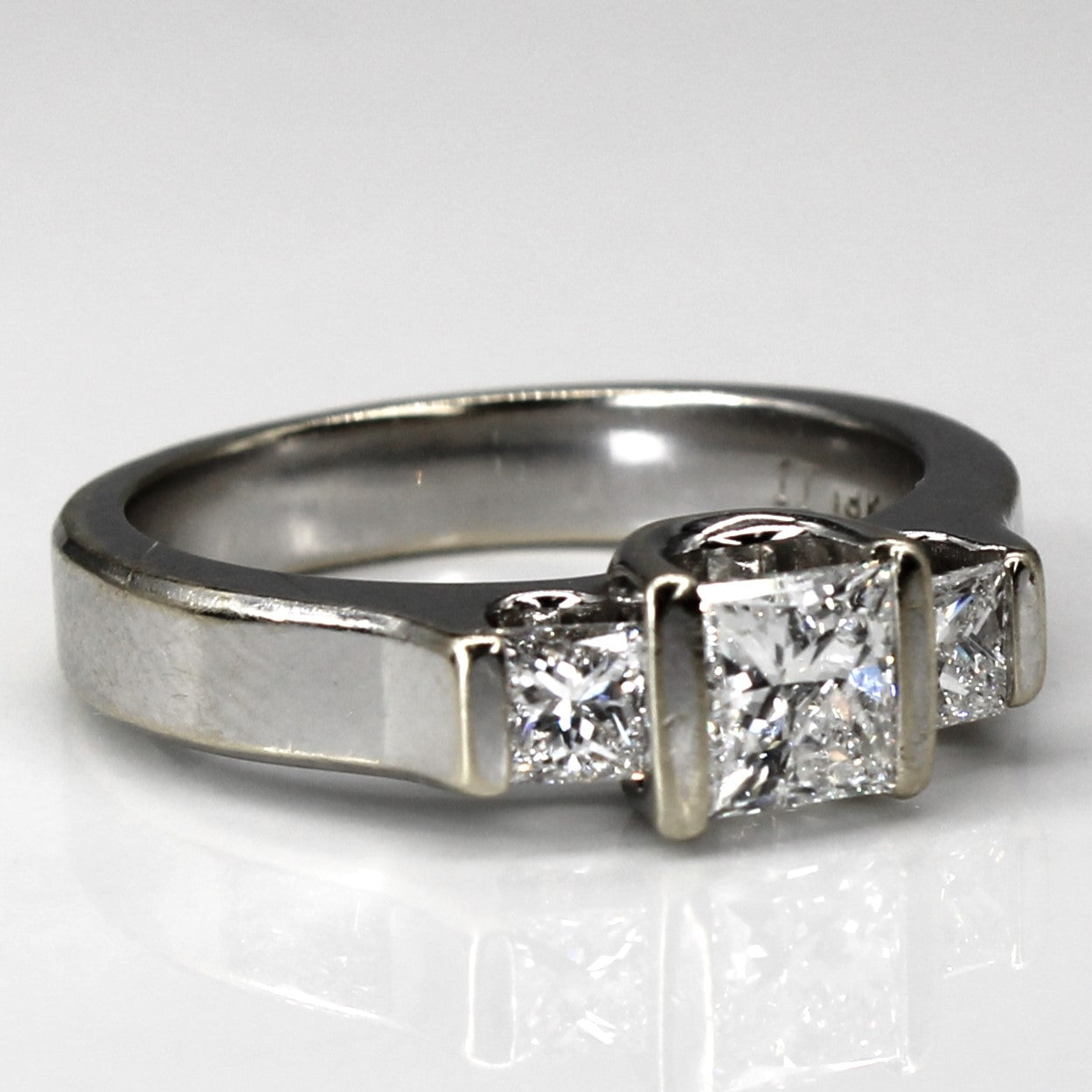 Three Stone Princess Diamond Ring | 1.20ctw VVS2 F/G | SZ 7 |