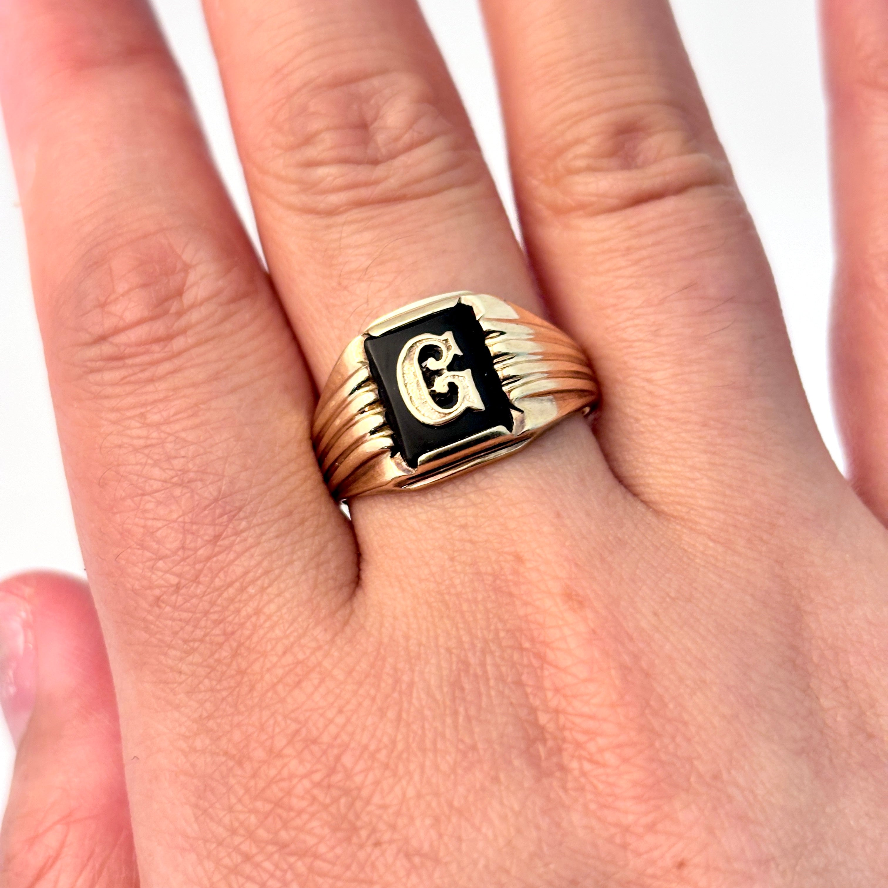 10K Yellow Gold Black Onyx Ring | SZ 10