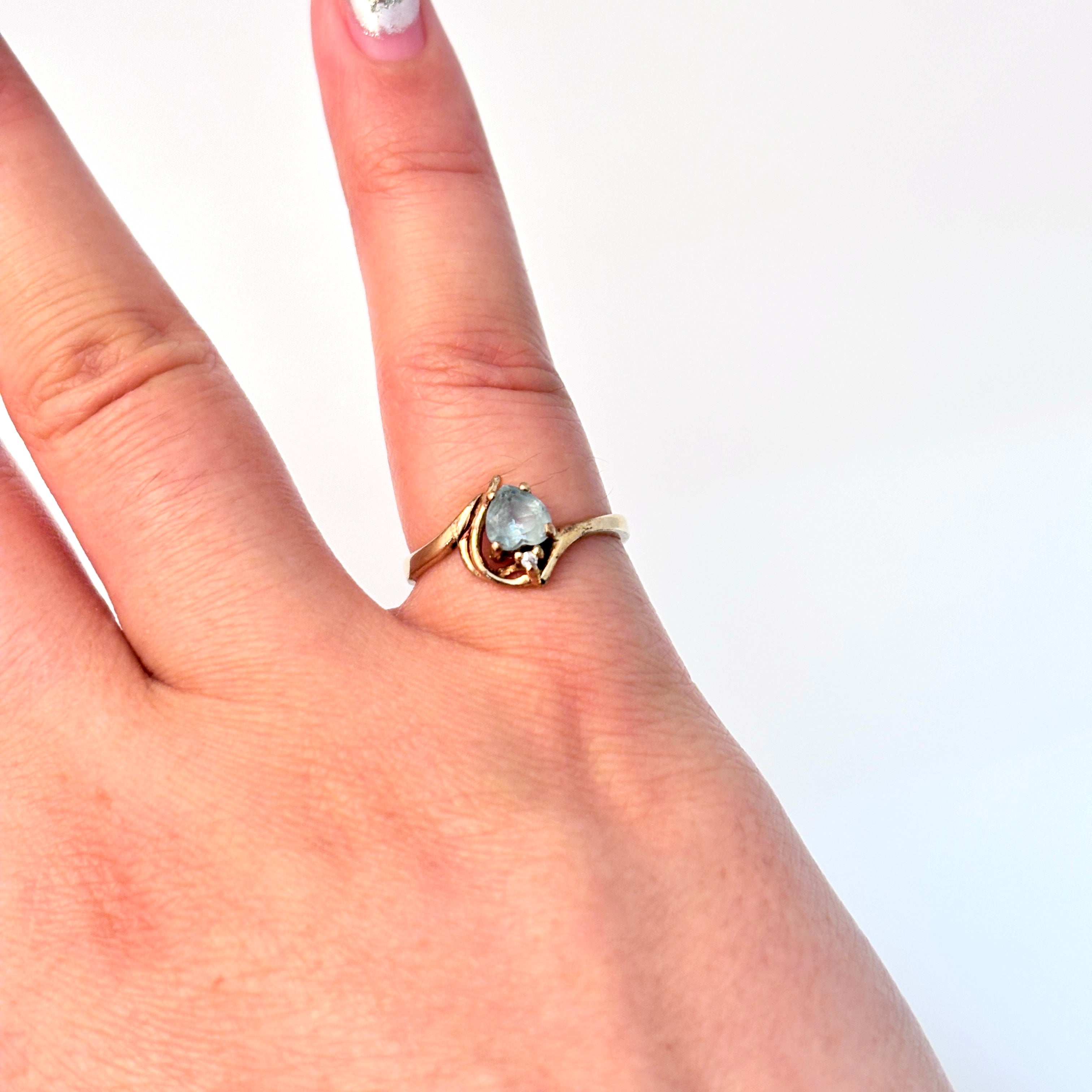 10K Yellow Gold Blue Topaz and Diamond Ring | 0.62ct, 0.005ct | SZ 5.75