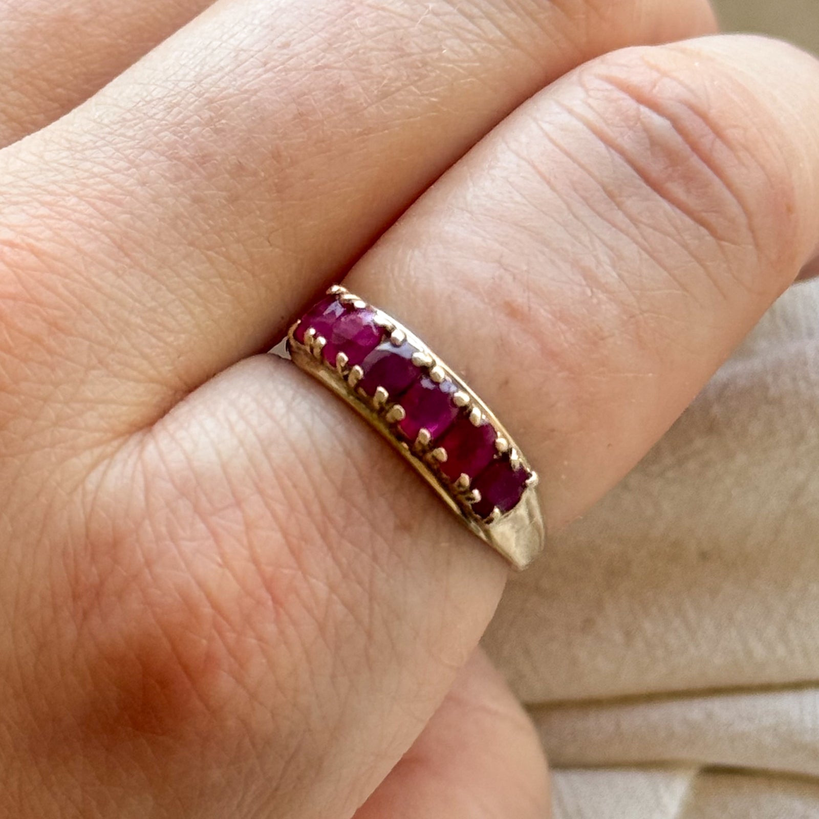 Six Stone Oval Cut Ruby Ring | 1.20ctw | SZ 6.75 |