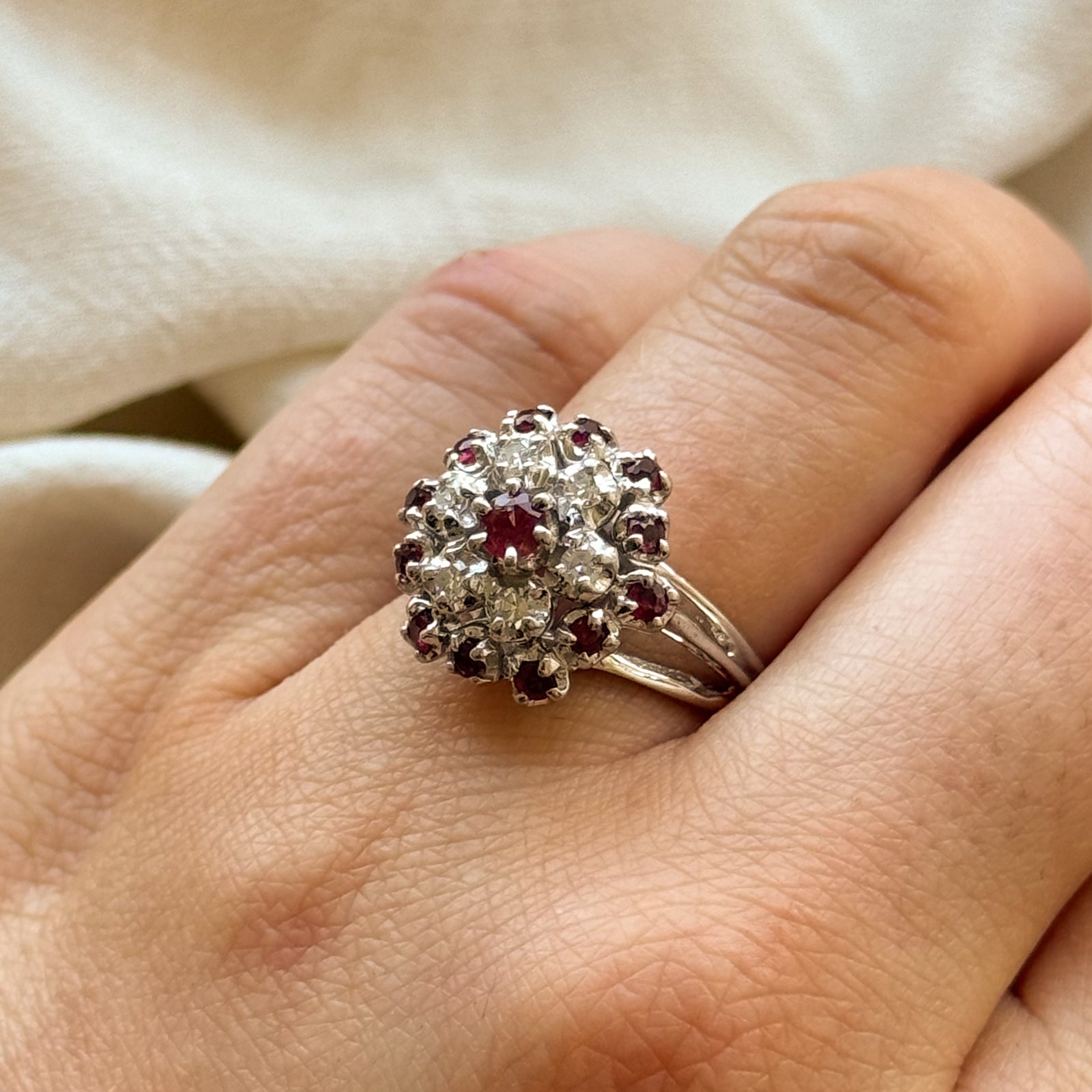 Ruby & Diamond Cluster Ring | 0.50ct, 0.18ctw | SZ 6 |