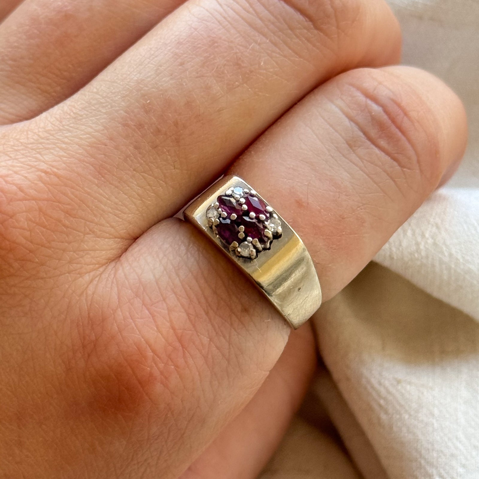 Ruby & Diamond Cluster Ring | 0.25ctw, 0.08ctw | SZ 7 |