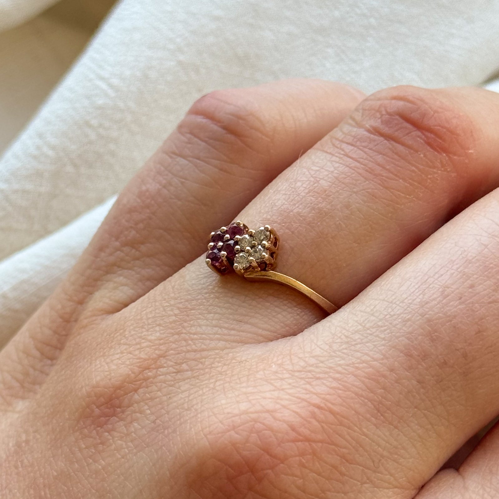 Ruby & Diamond Cluster Ring | 0.14ctw, 0.10ctw | SZ 6 |