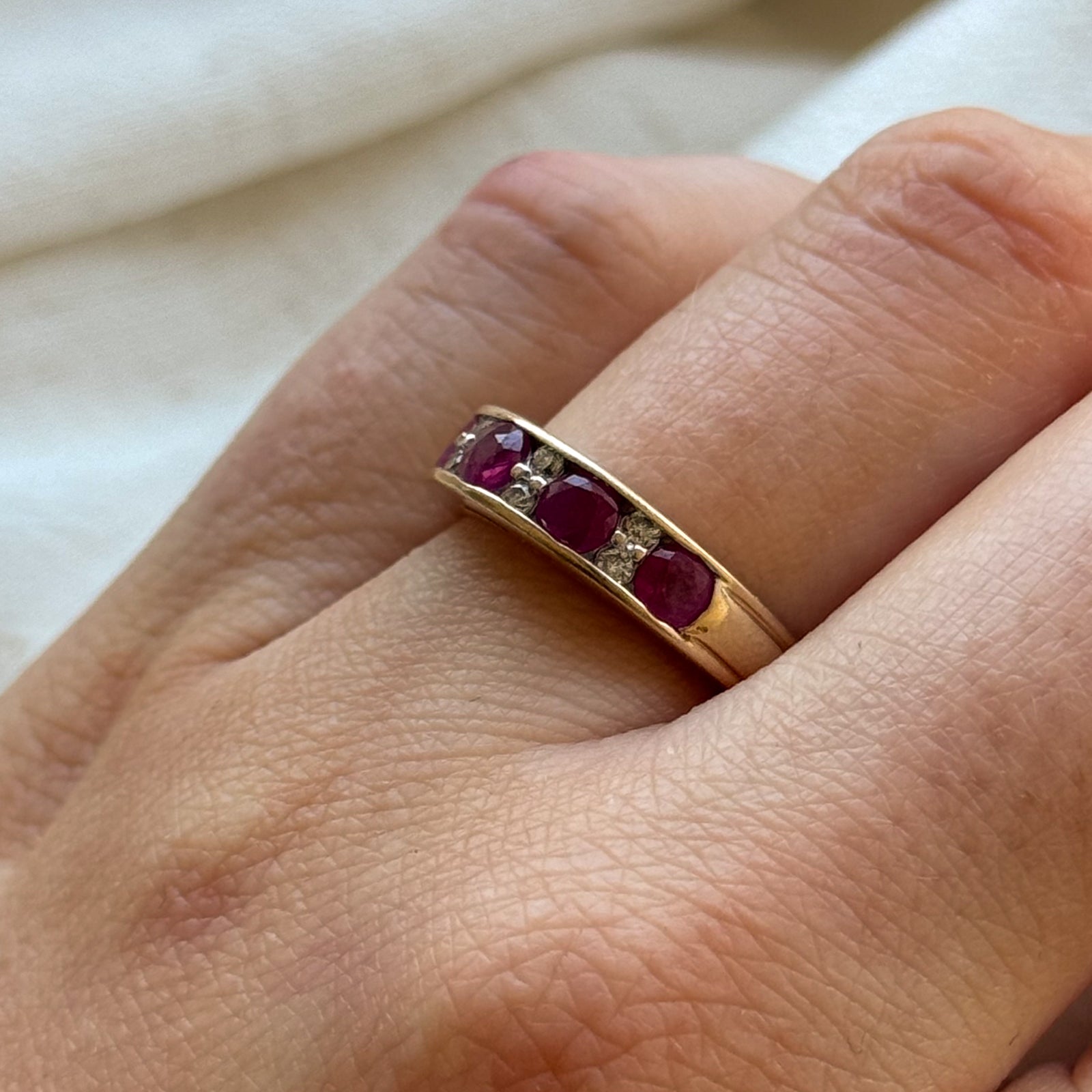 Ruby & Diamond Channel Set Band | 0.80ctw, 0.12ctw | SZ 6 |