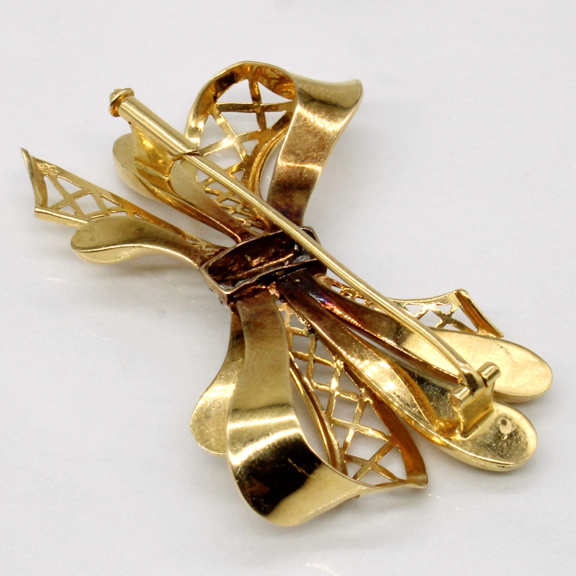 Rose Cut Diamond Bow Brooch | 0.08ctw |