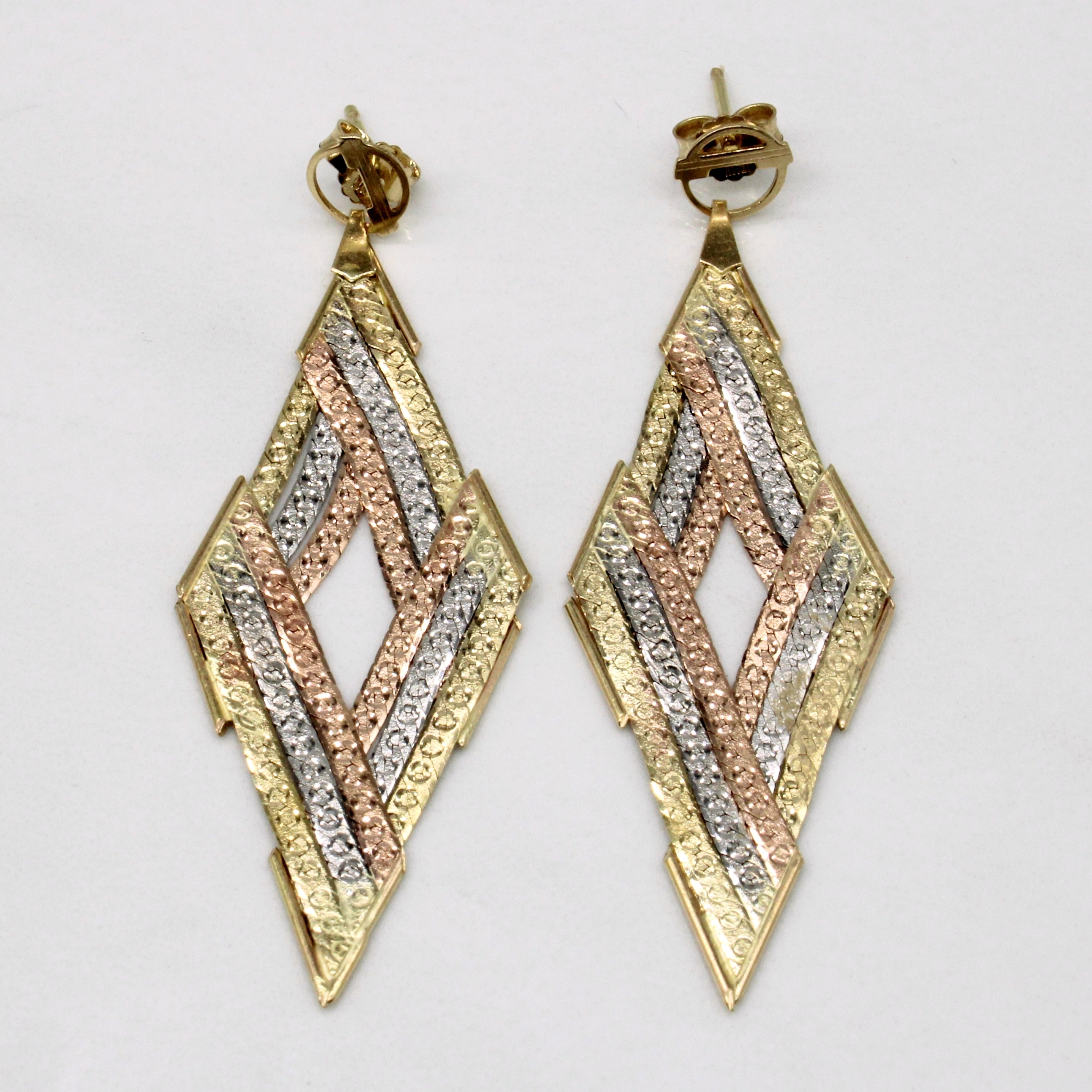 14k Tri Tone Gold Woven Earrings