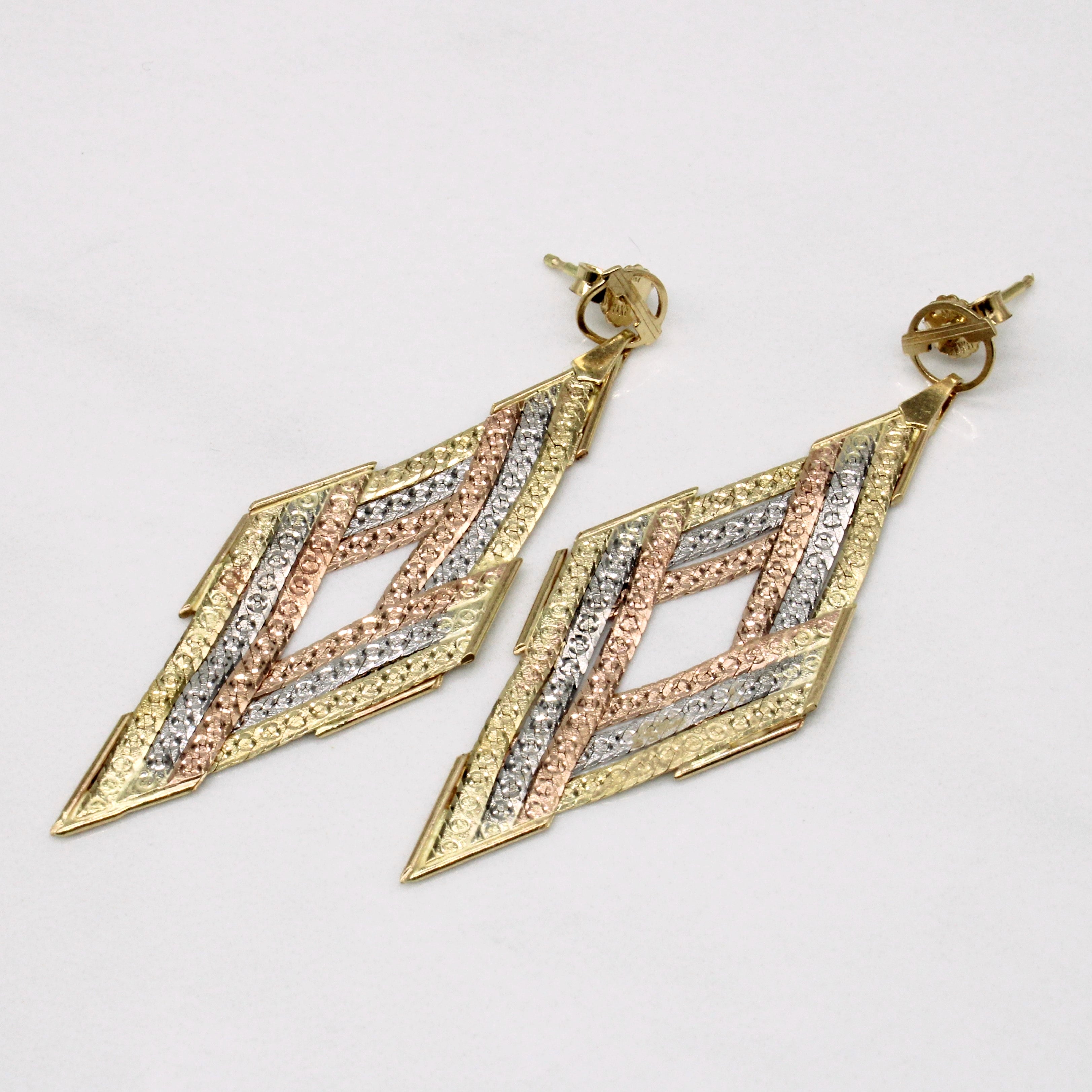 14k Tri Tone Gold Woven Earrings