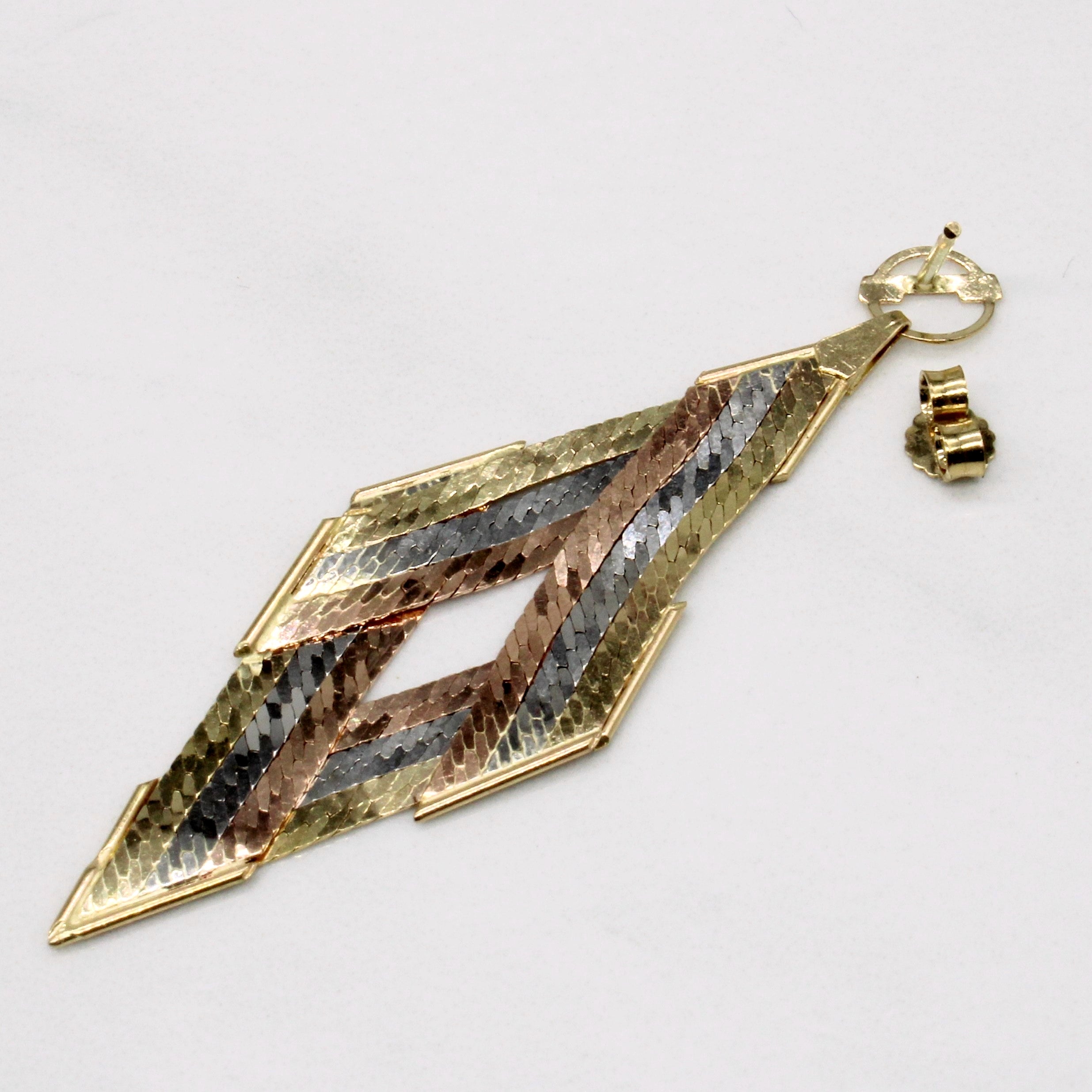 14k Tri Tone Gold Woven Earrings