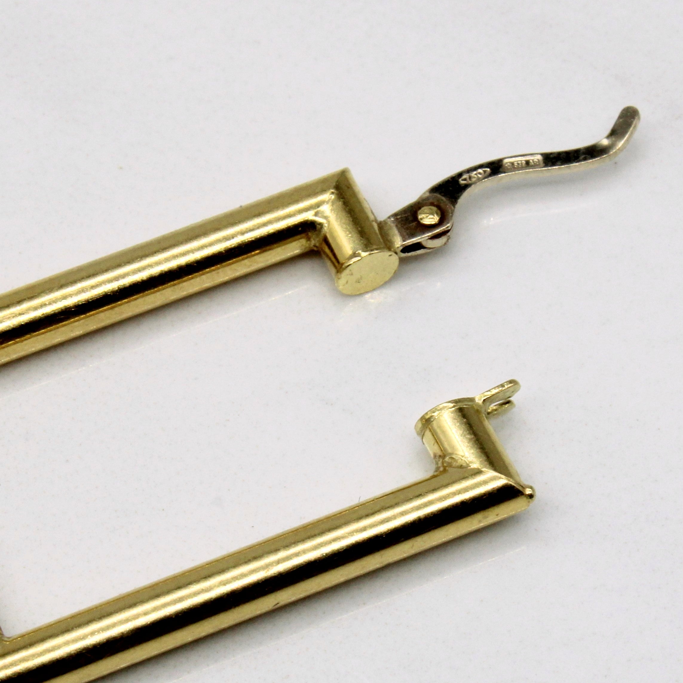 18k Yellow Rectangle Hoop Earrings