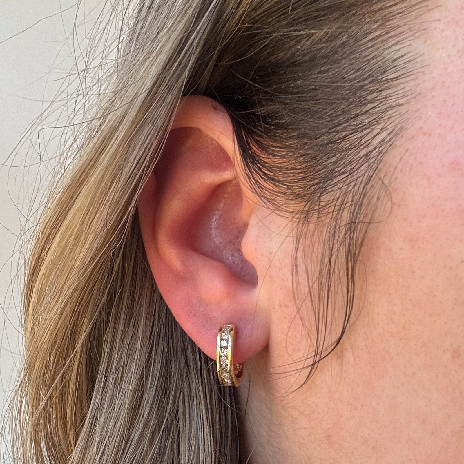 Diamond Channel Set Huggie Earrings | 0.48ctw |