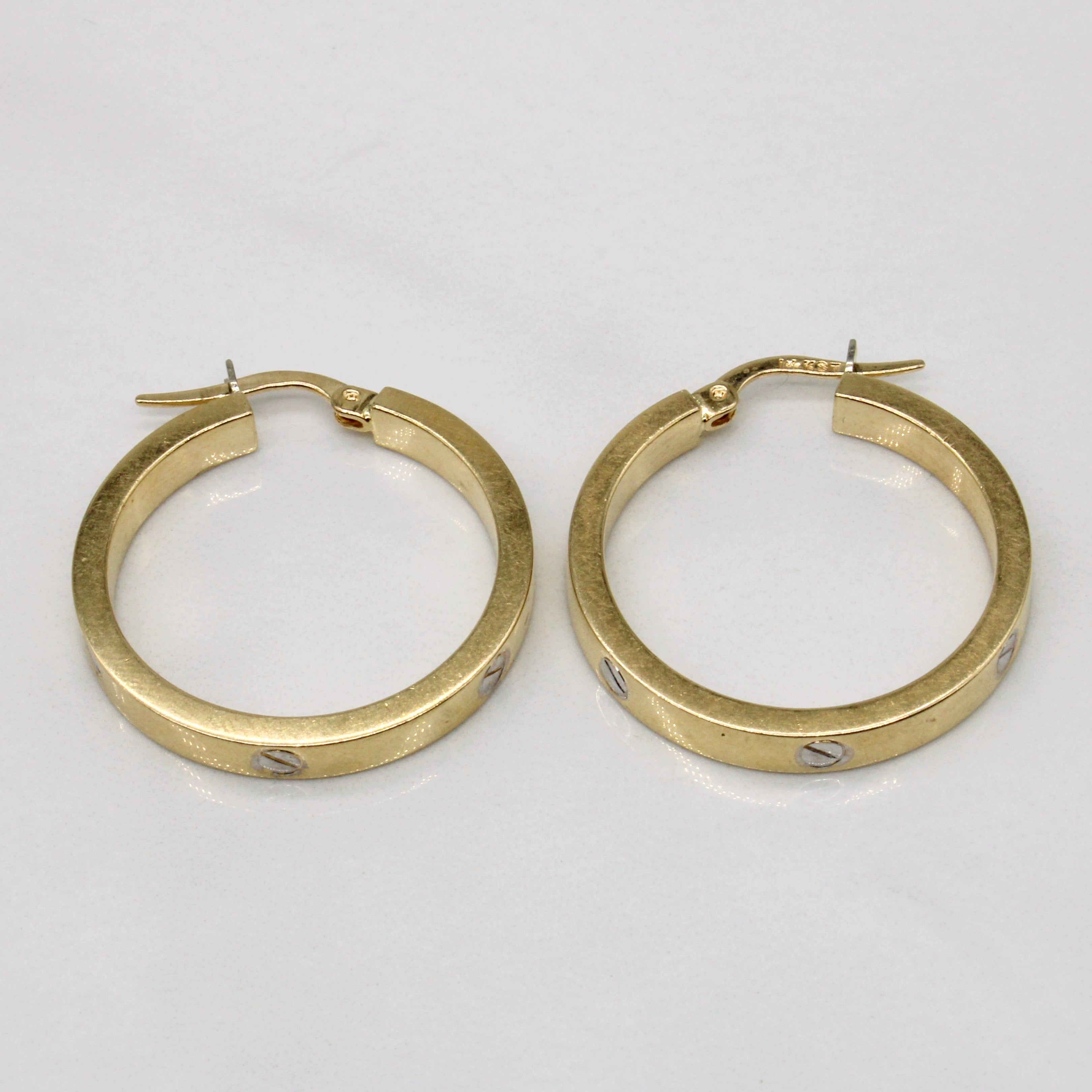 14k Two Tone Gold Hoop Earrings