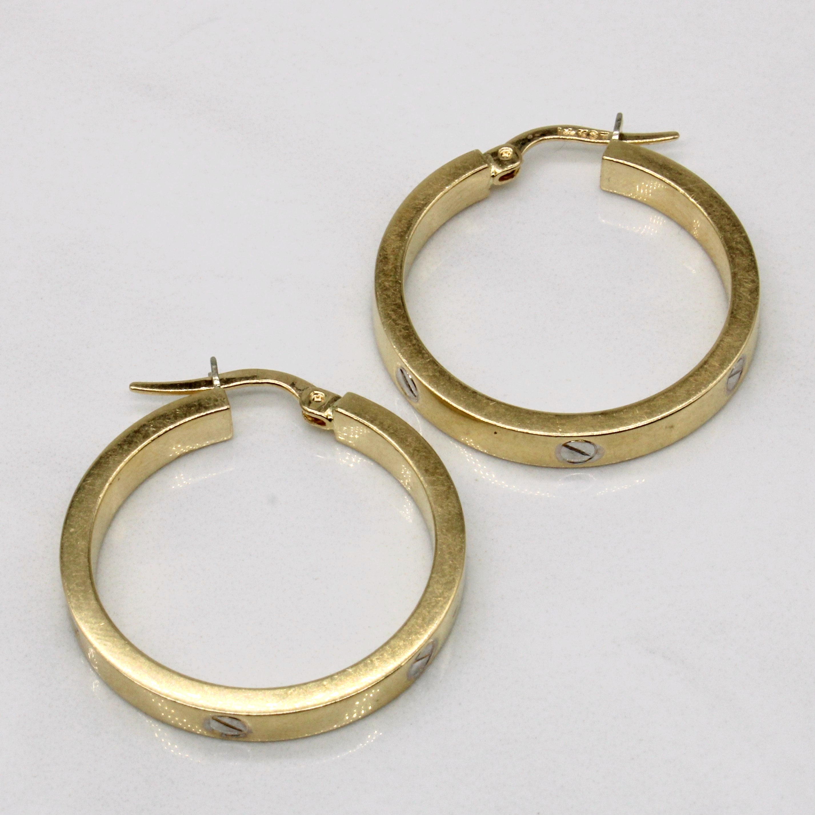 14k Two Tone Gold Hoop Earrings