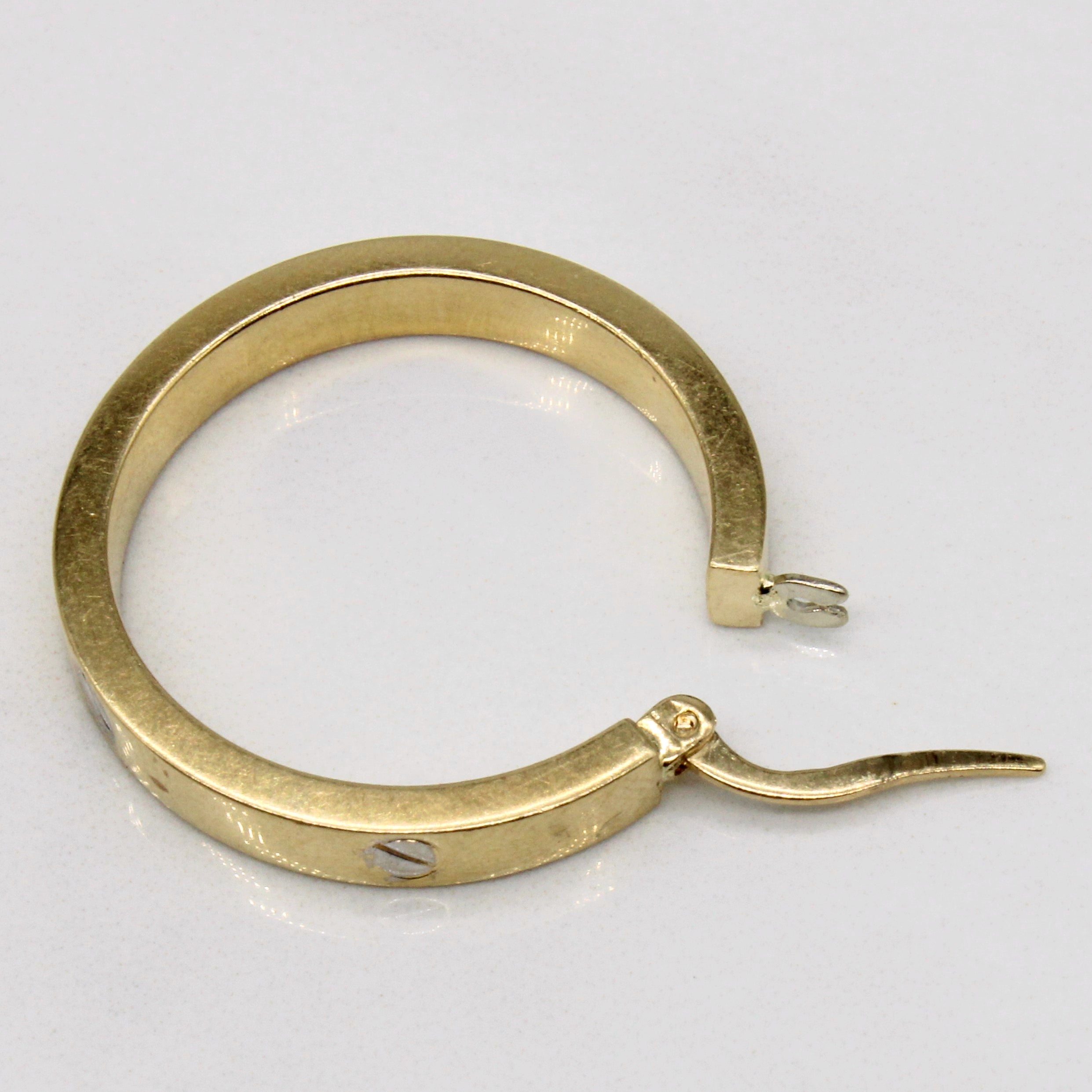 14k Two Tone Gold Hoop Earrings
