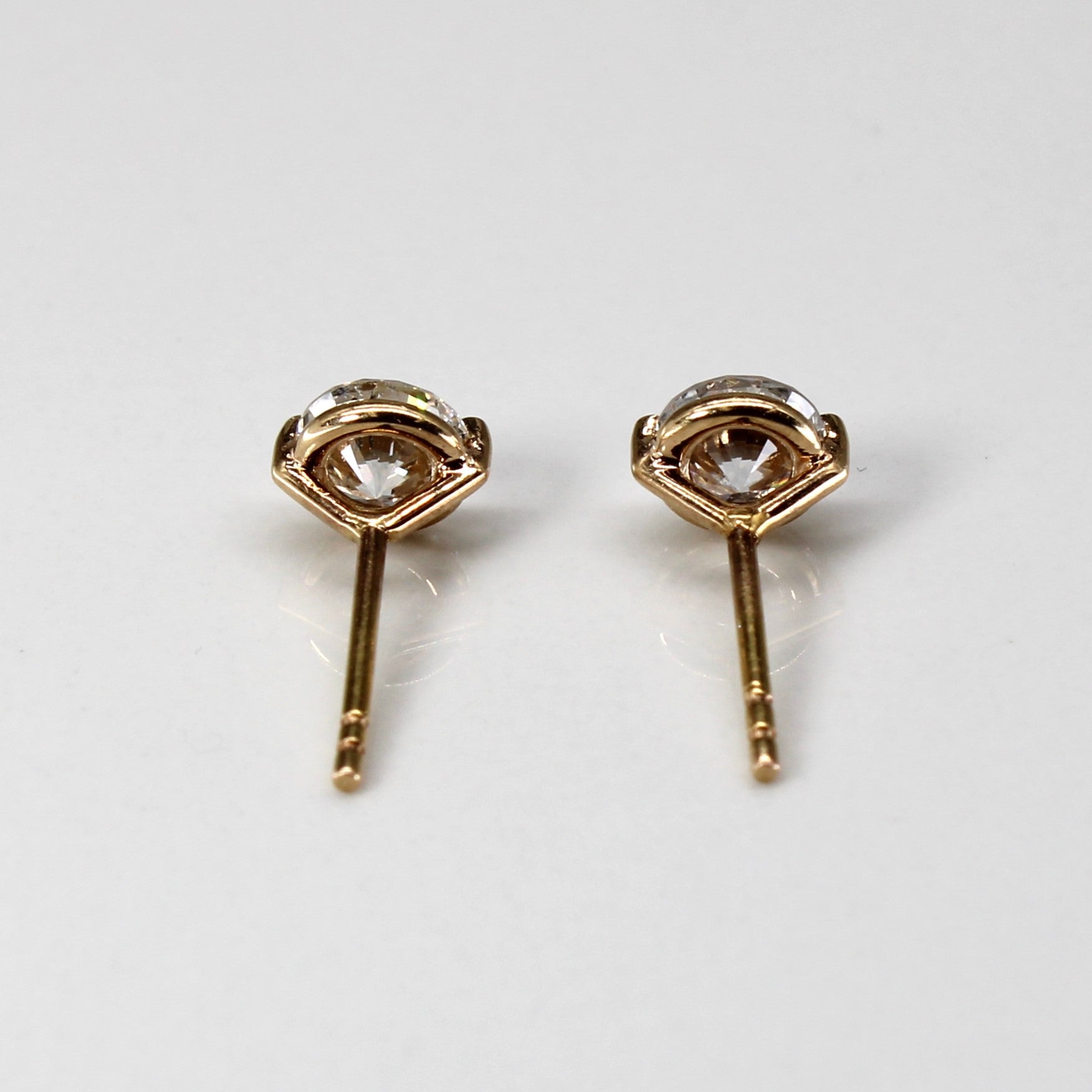 Two Prong Solitaire Diamond Stud Earrings | 1.50ctw I1 I/J |