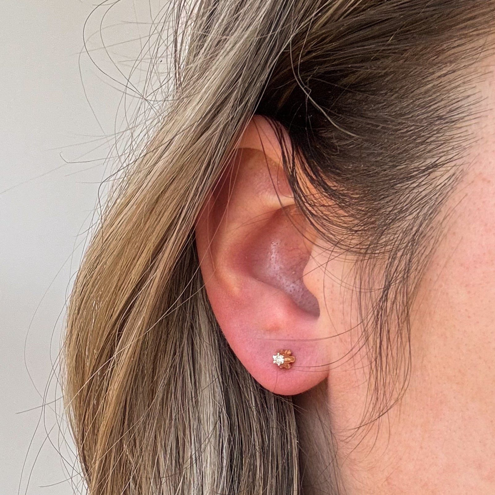 Belcher Set Diamond Stud Earrings | 0.07ctw |