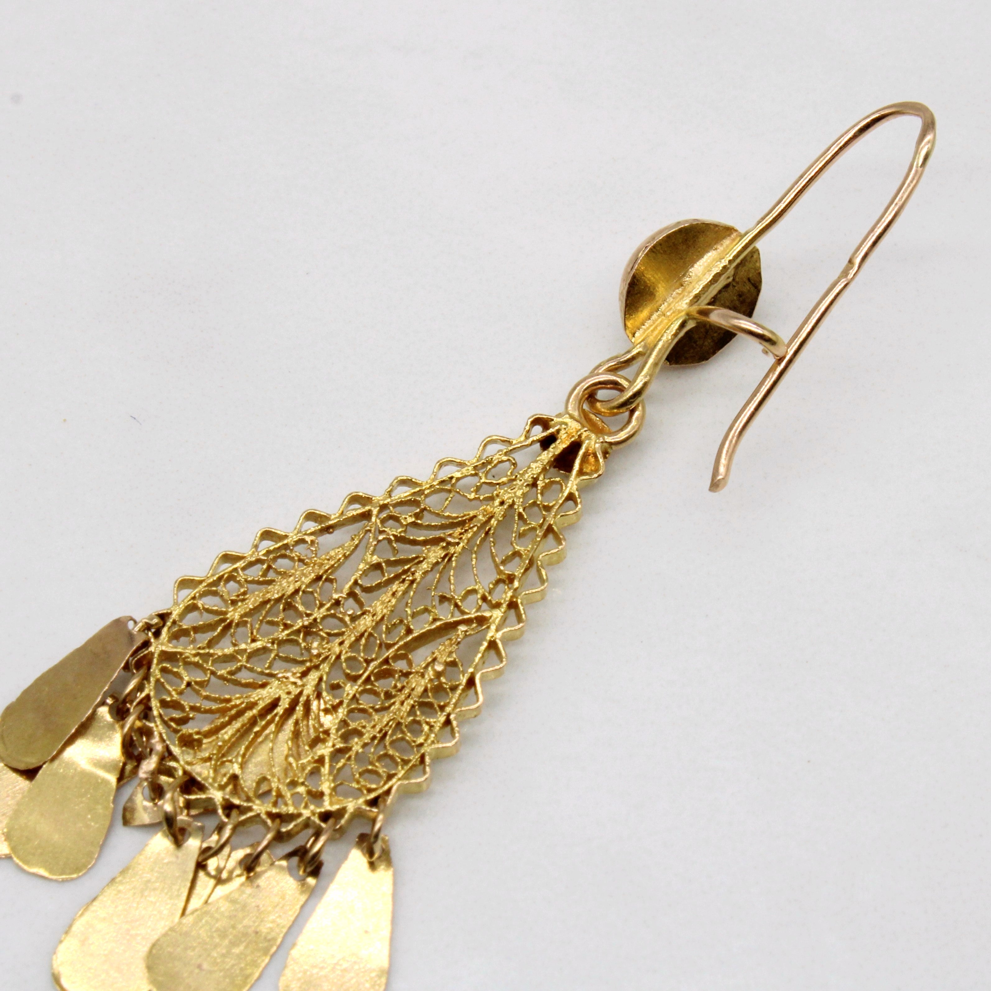 16k Yellow Gold Ornate Drop Earrings