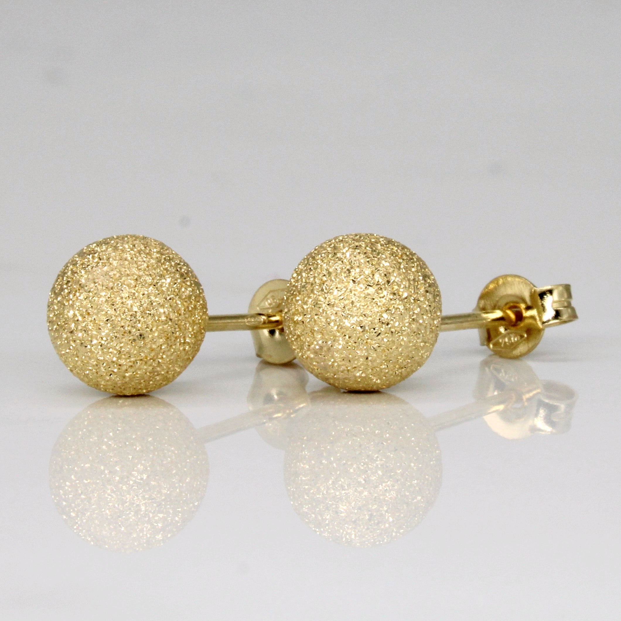 18k Yellow Gold Brushed Finish Earrings