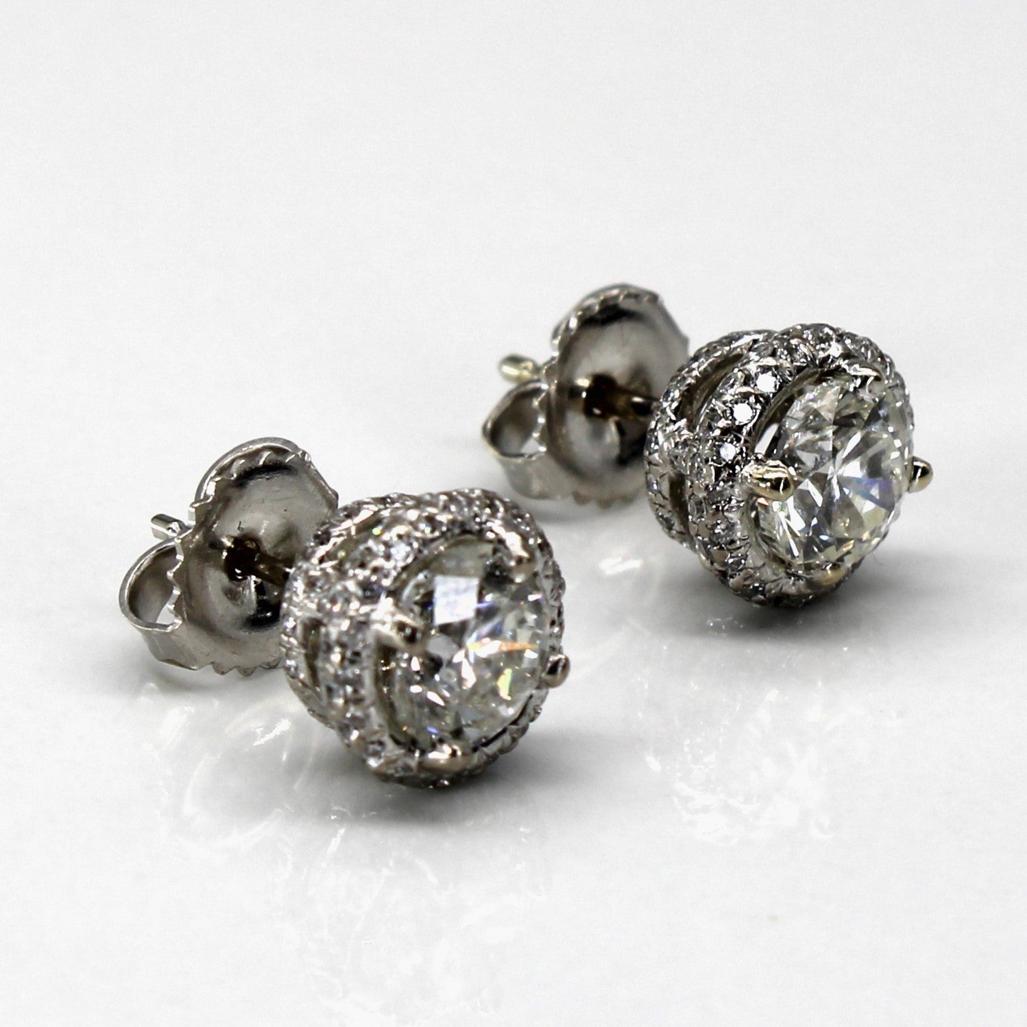 Halo Diamond Stud Earrings | 2.02ctw SI2/I1 G/H |