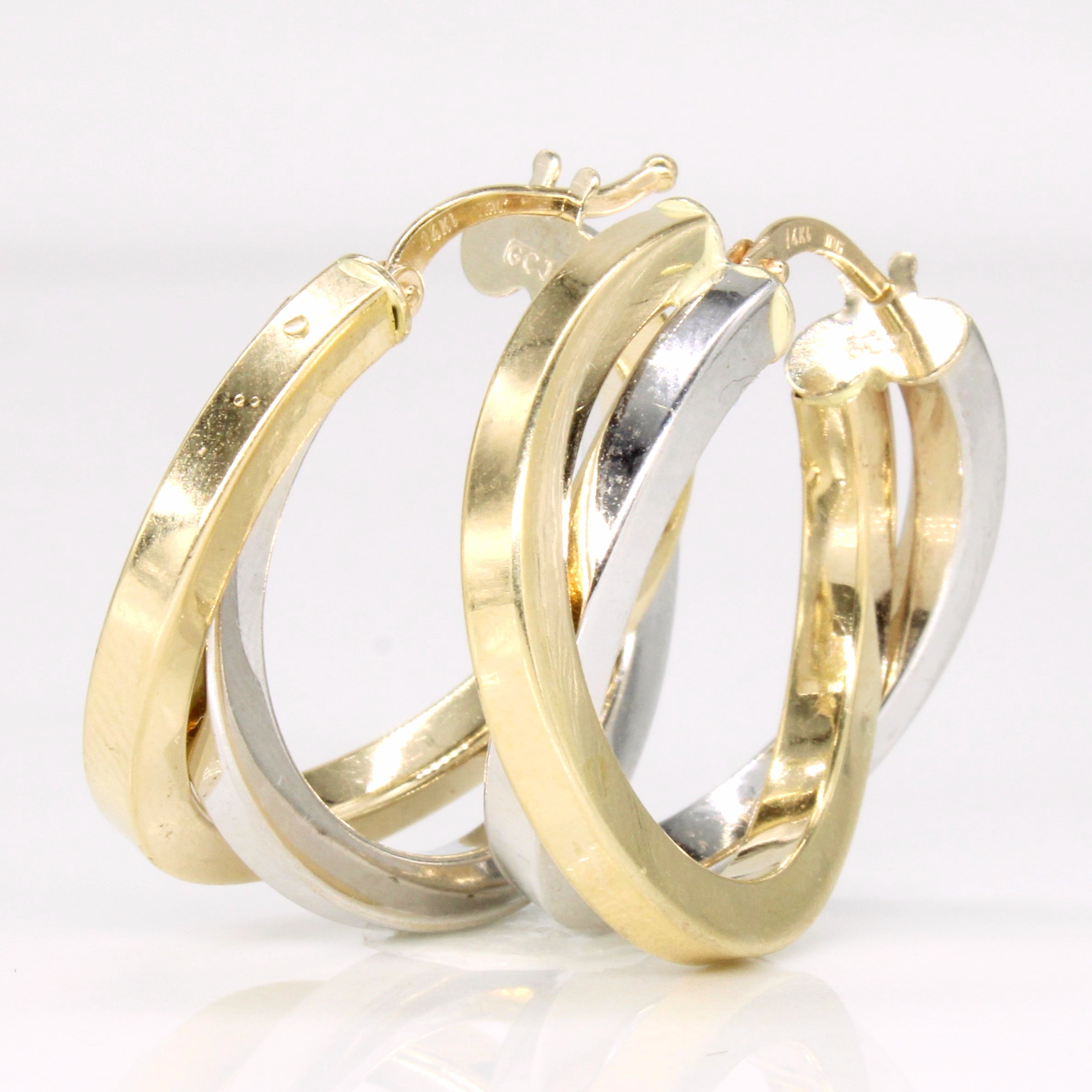 14k Two Tone Gold Hoop Earrings