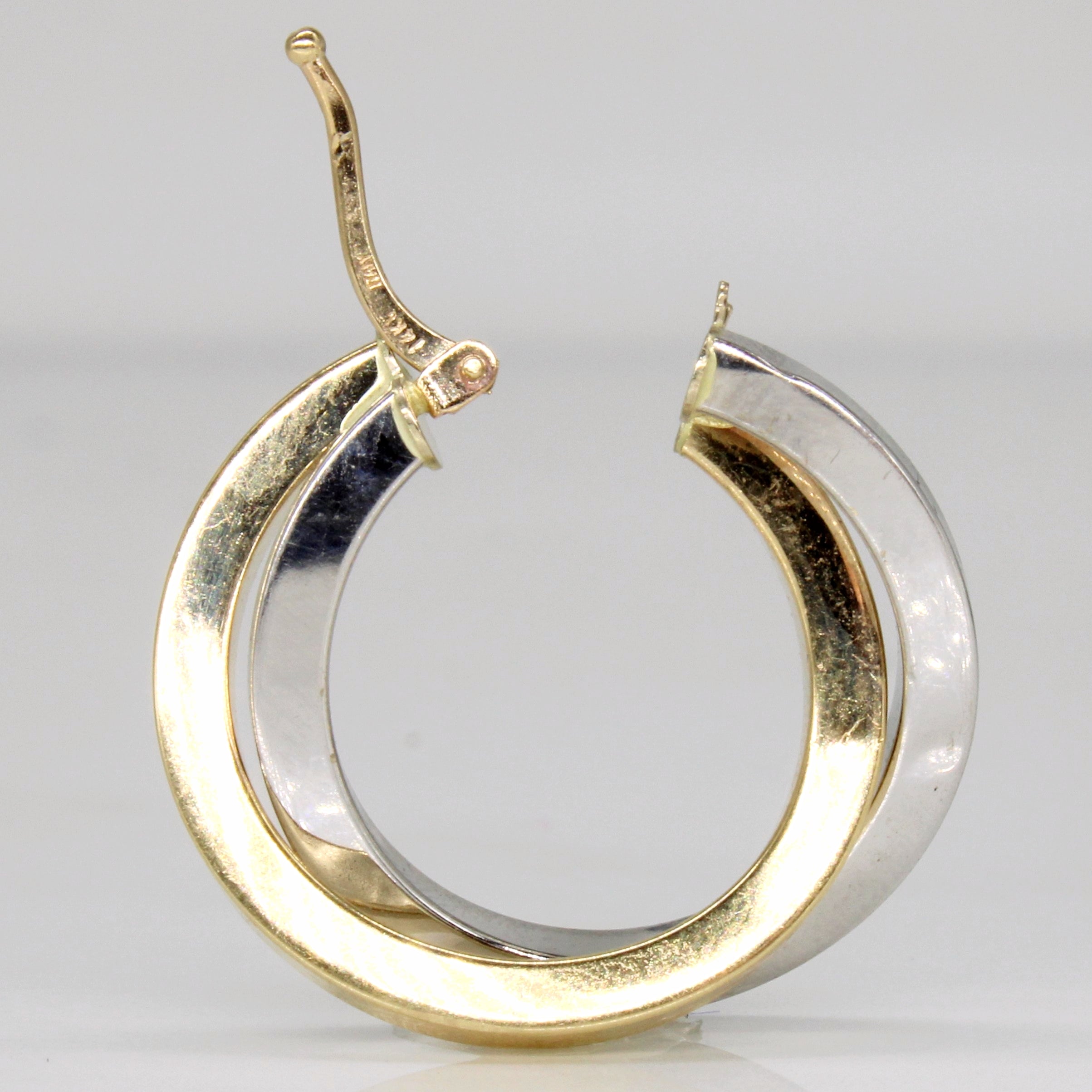 14k Two Tone Gold Hoop Earrings