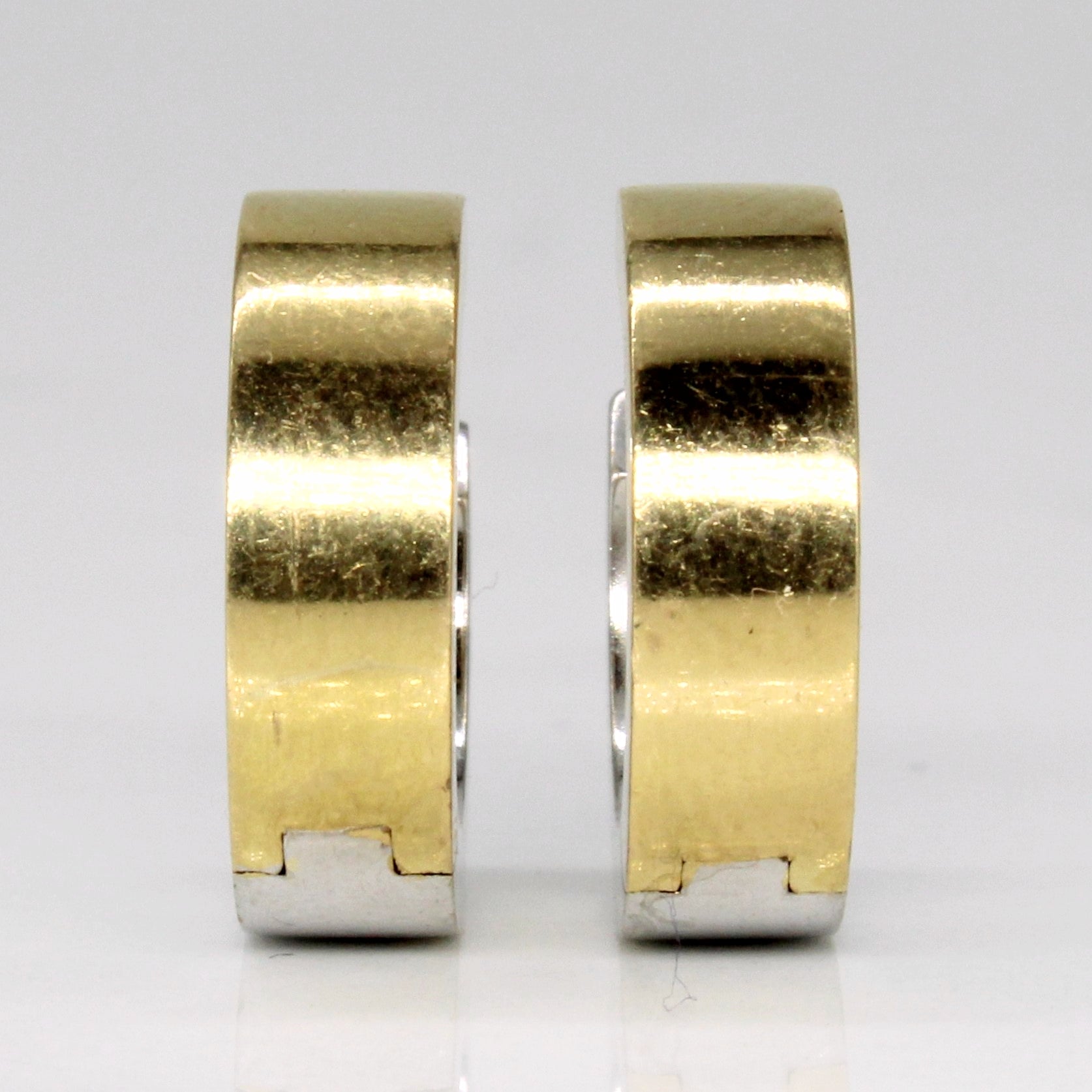 18k Two Tone Gold Hoop Earrings