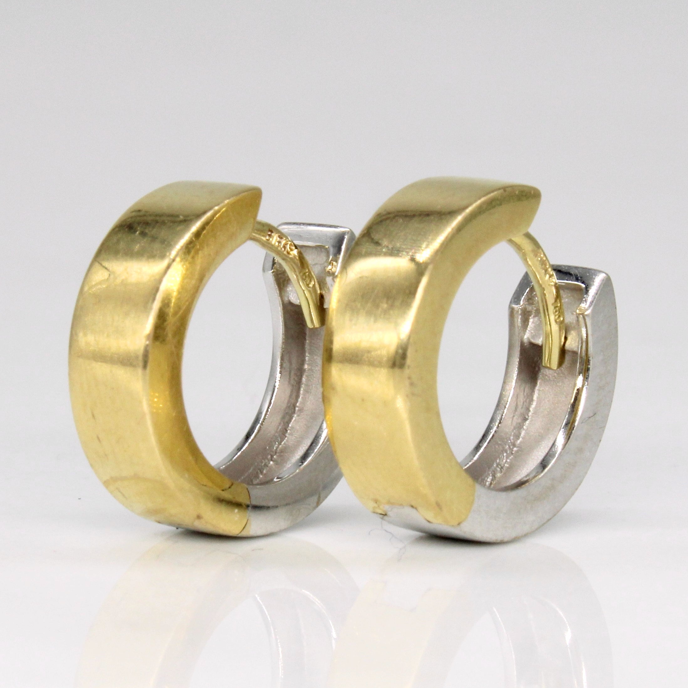 18k Two Tone Gold Hoop Earrings