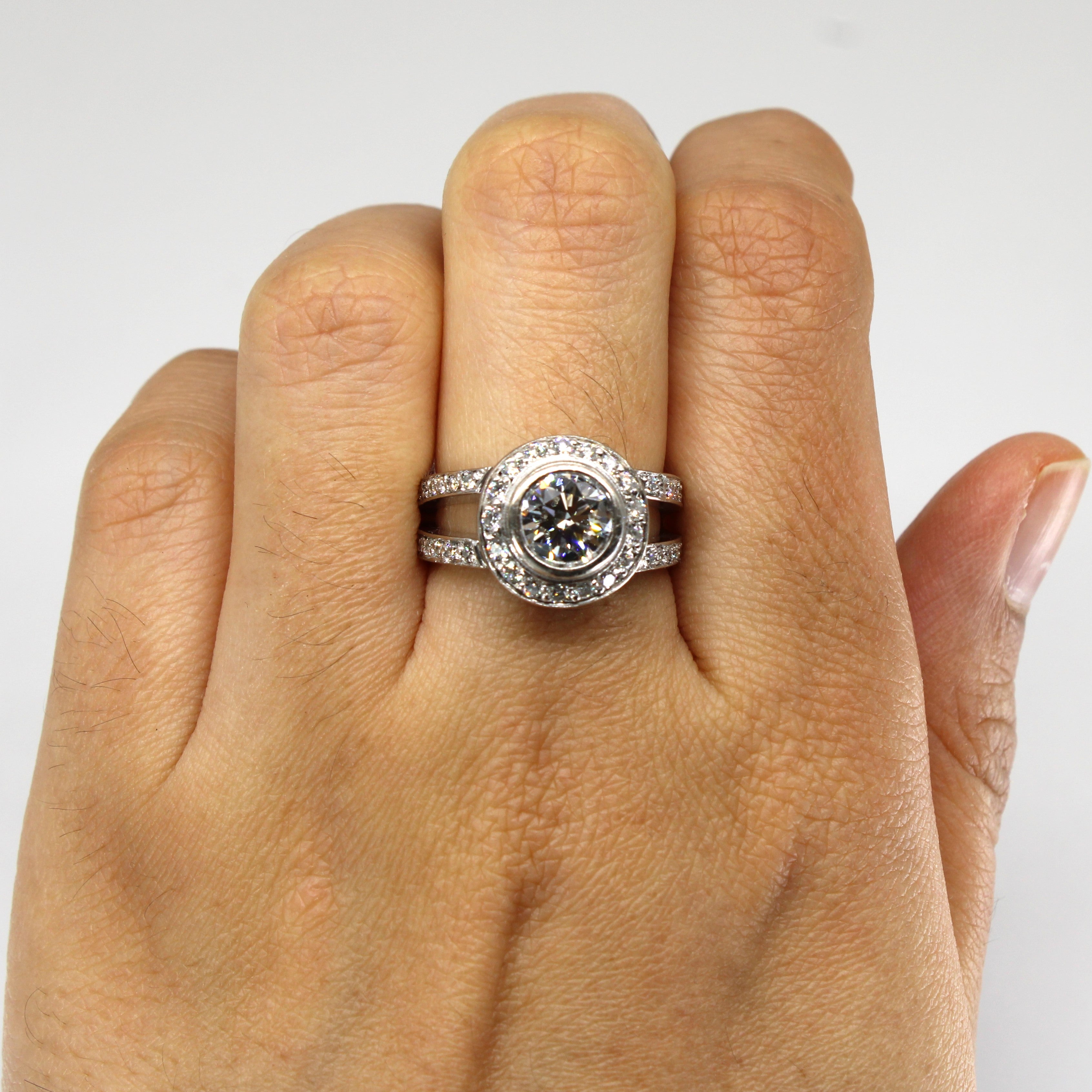 Bezel Diamond Halo Engagement Ring | 1.99ctw VS1 G/H | SZ 6.75 |