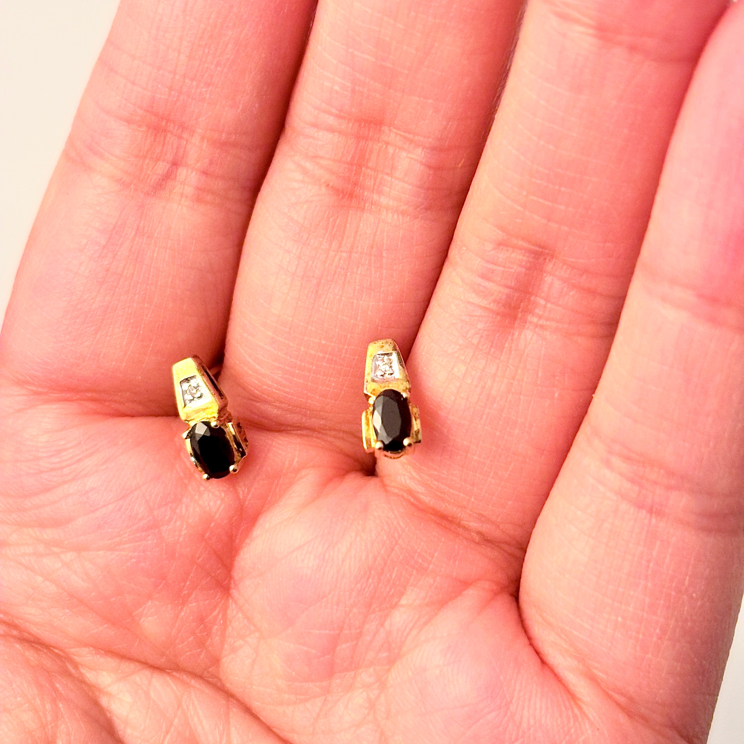 10K Yellow Gold Sapphire & Diamond Earrings | 0.53ctw, 0.01ctw