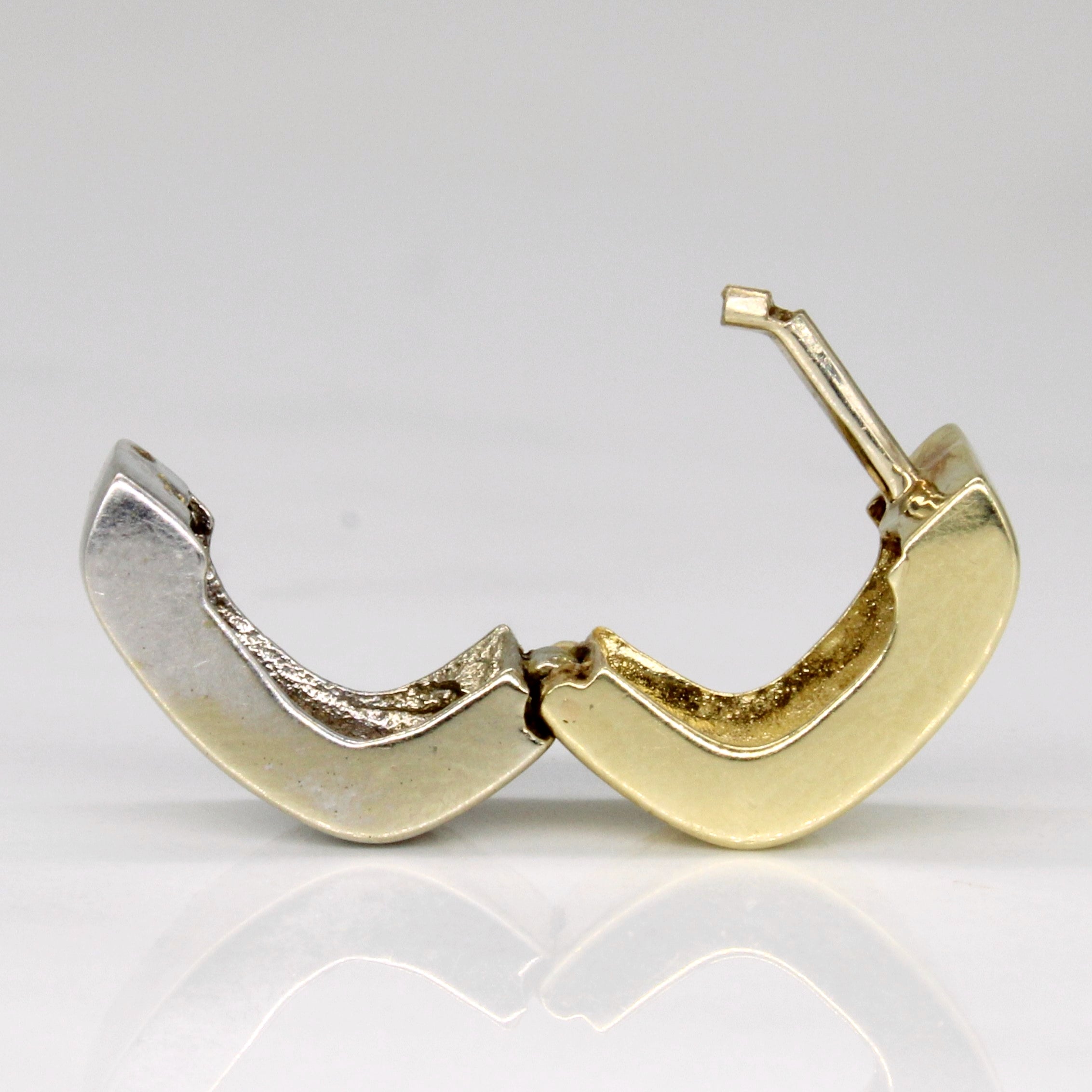 14k Two Tone Gold Soft Square Hoop Earrings