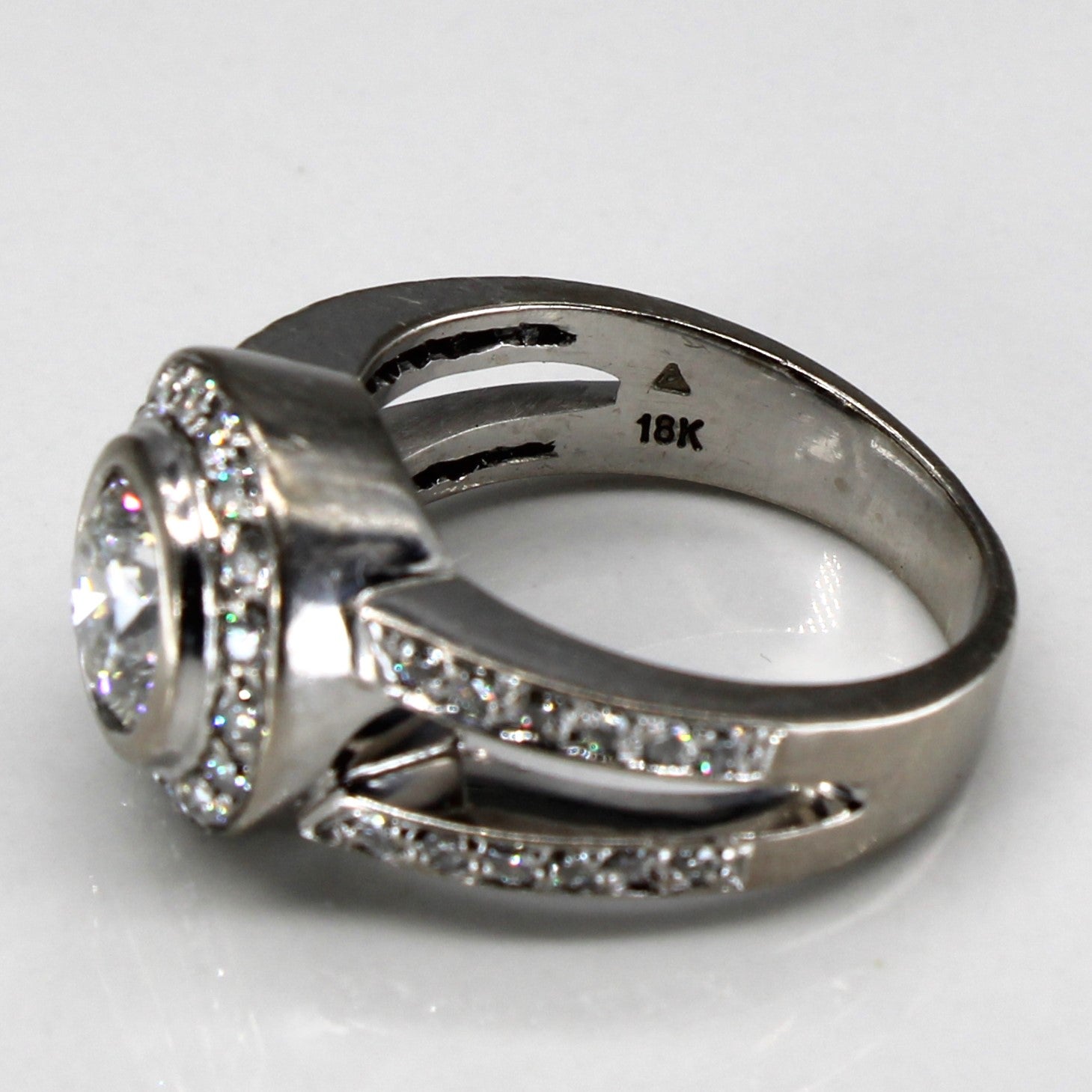 Bezel Diamond Halo Engagement Ring | 1.99ctw VS1 G/H | SZ 6.75 |