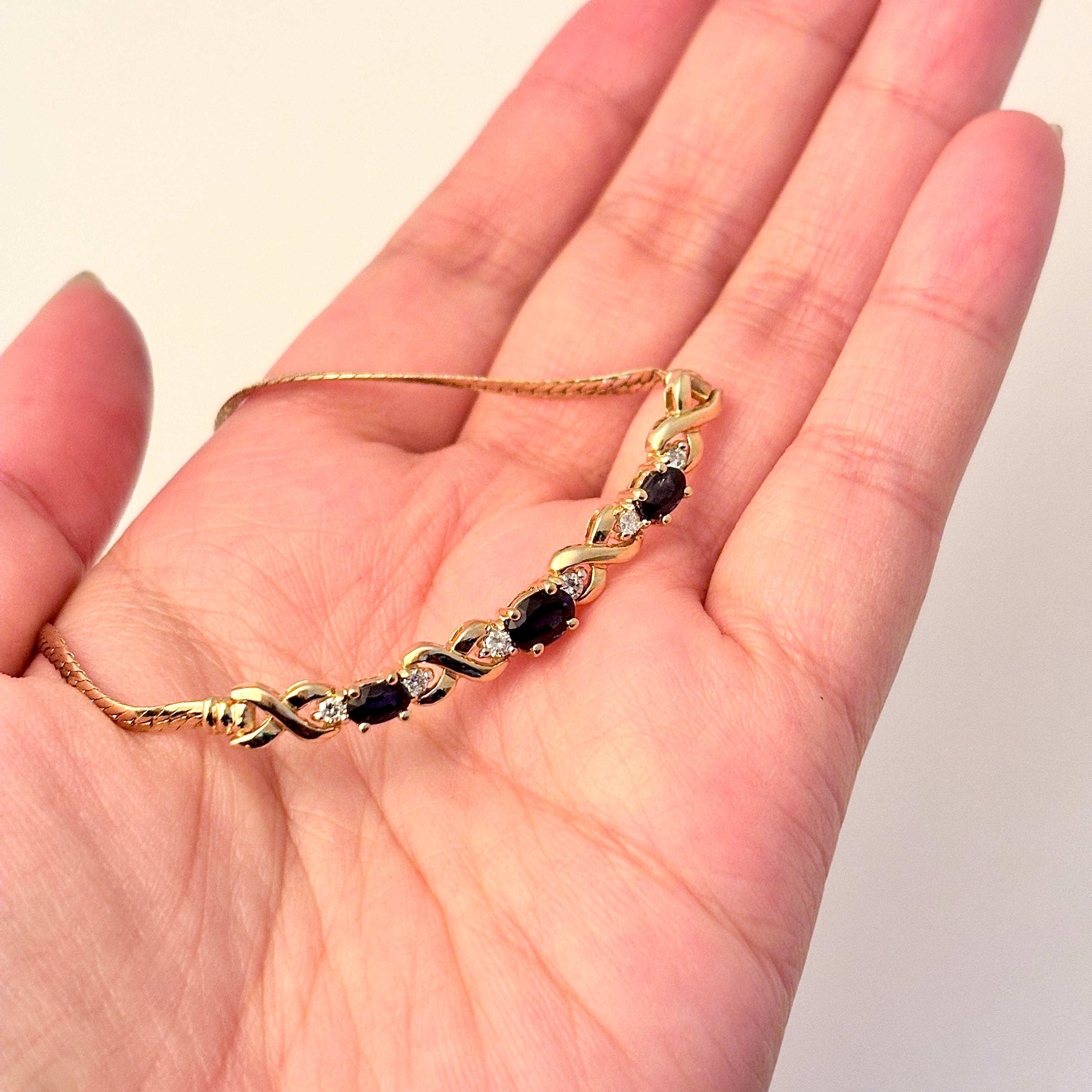 10K Yellow Gold Sapphire & Diamond Necklace | 1.41ctw, 0.18ctw | 14" |