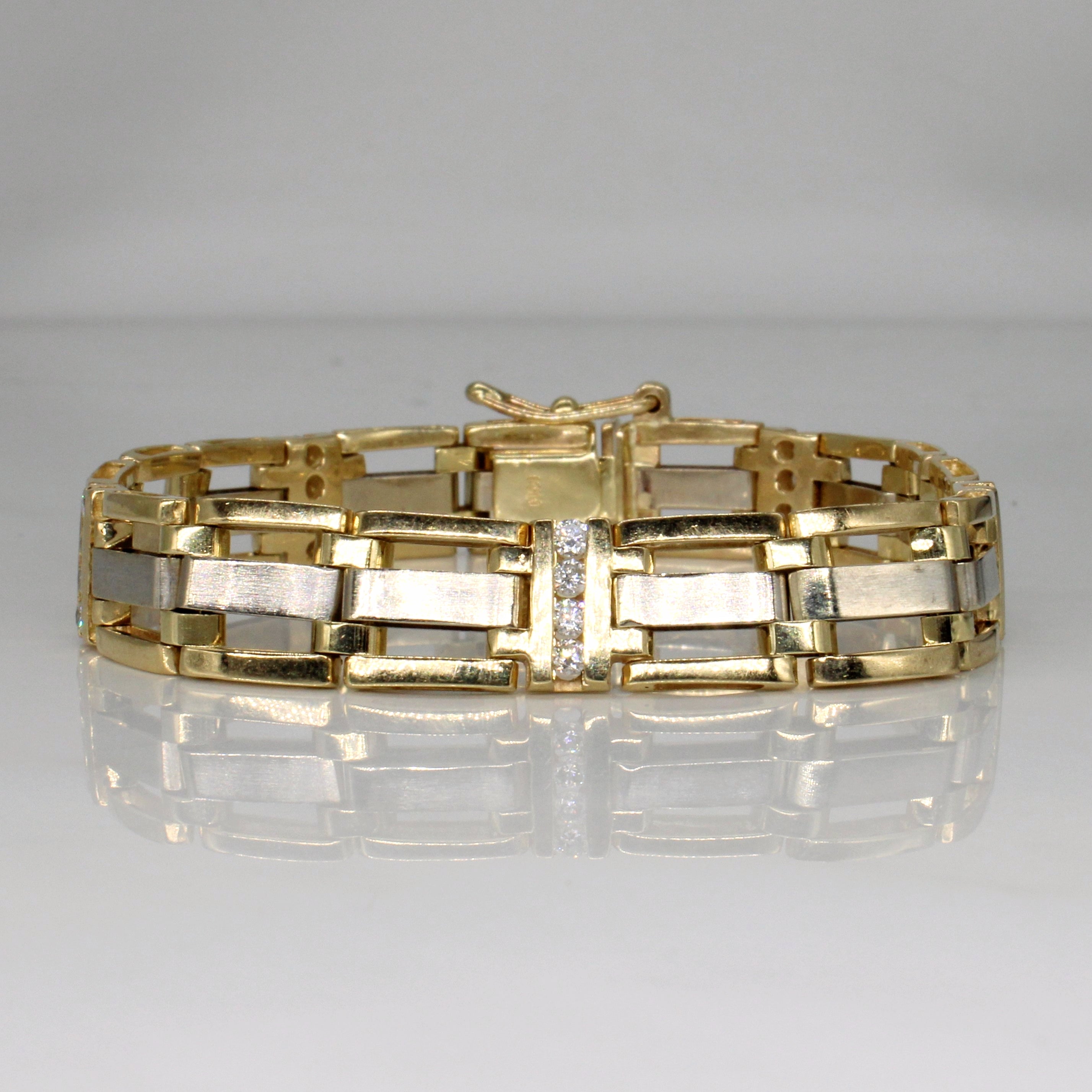 14k Two Tone Gold Diamond Bracelet | 1.1 ctw | 8" |