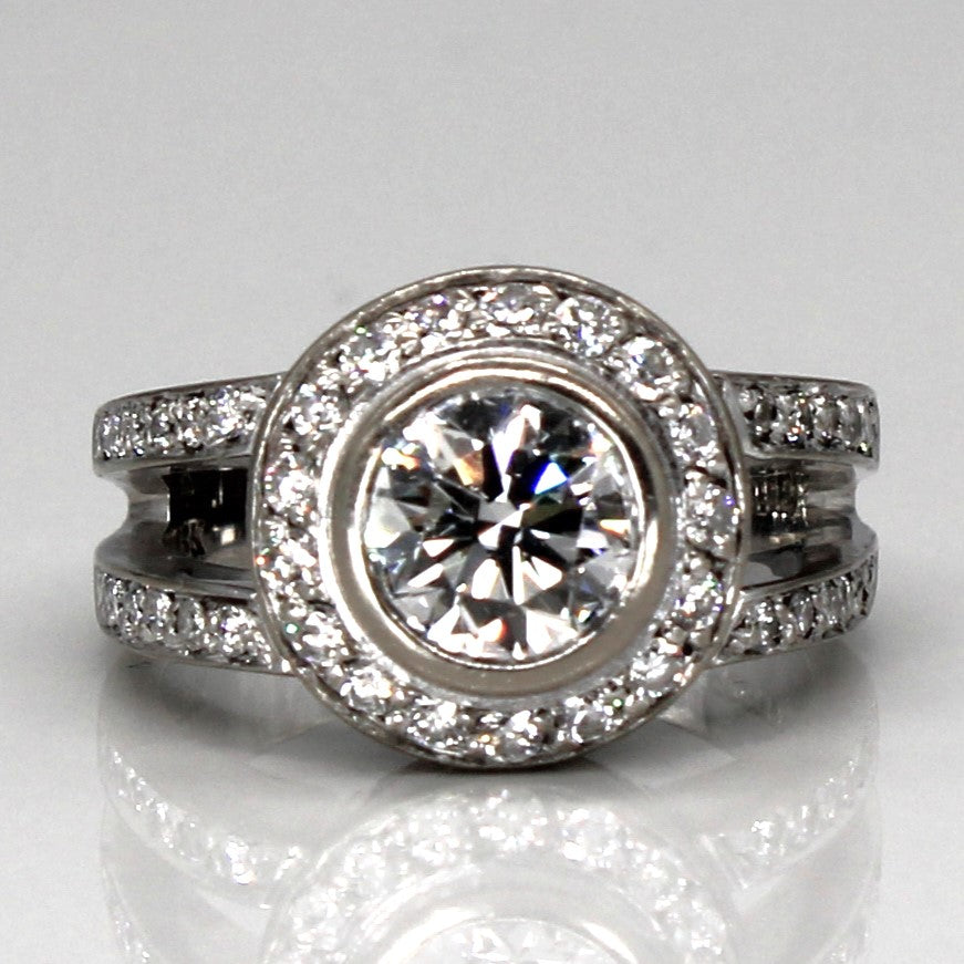 Bezel Diamond Halo Engagement Ring | 1.99ctw VS1 G/H | SZ 6.75 |
