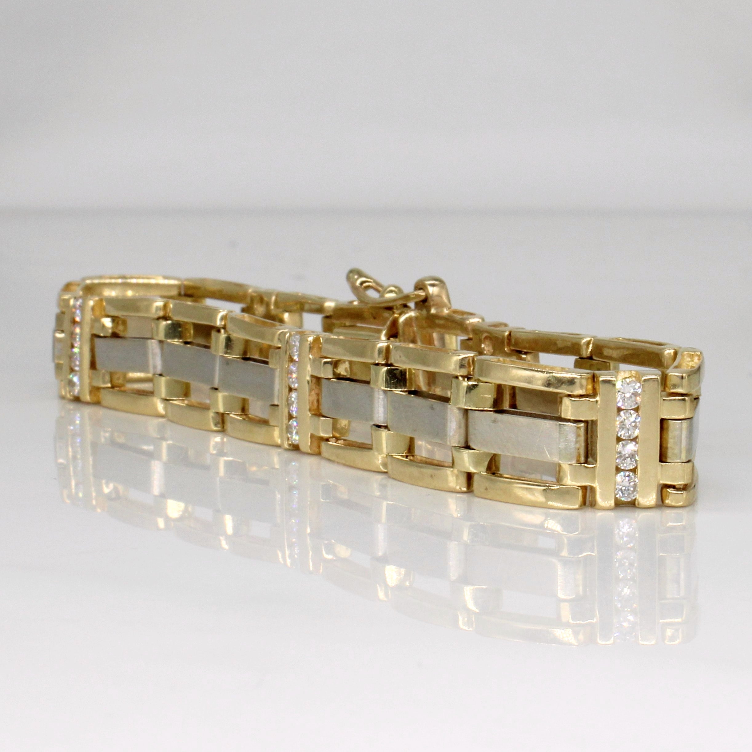 14k Two Tone Gold Diamond Bracelet | 1.1 ctw | 8" |